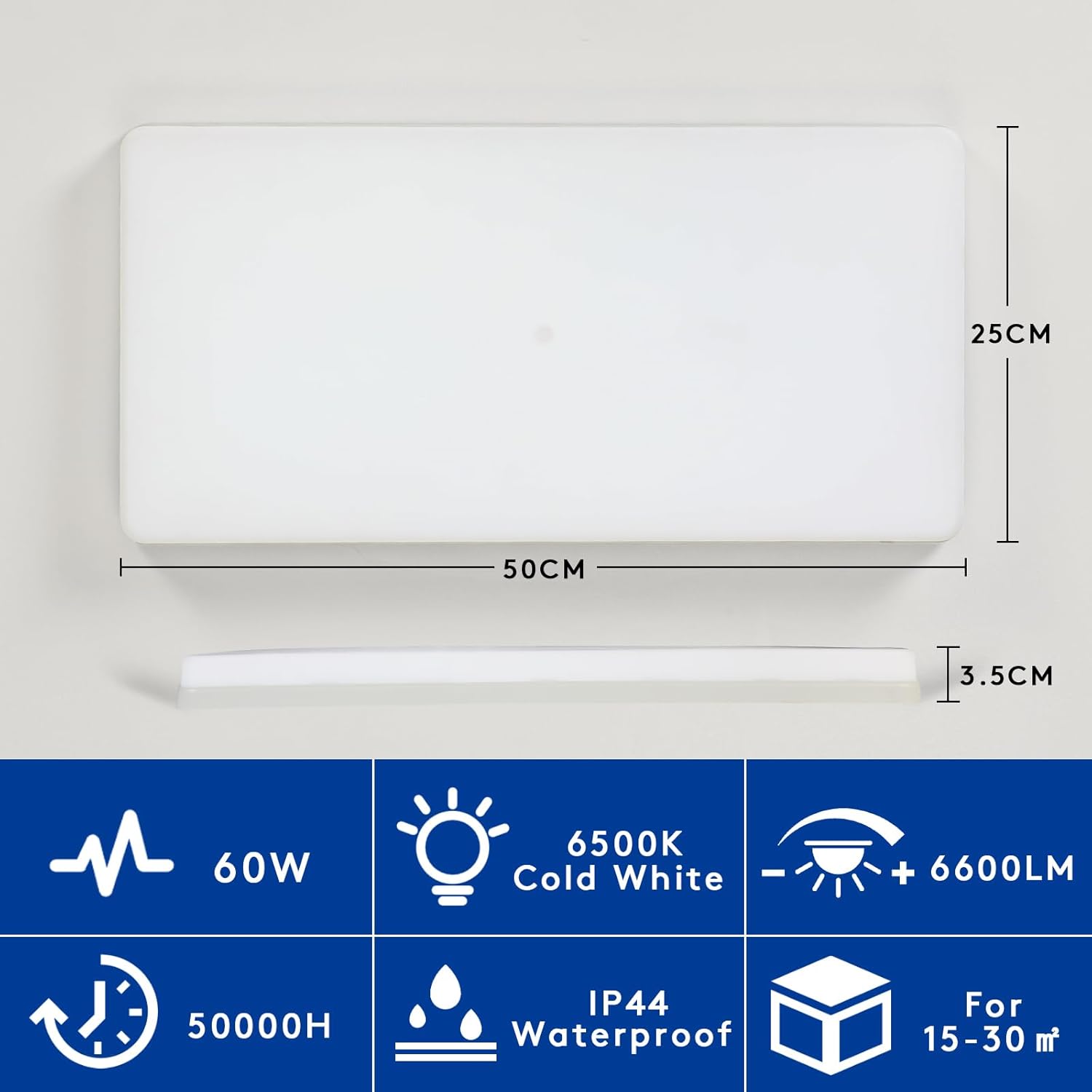 Thumbnail 1 de EASY EAGLE Deckenlampe LED 50x25 cm –Effiziente 50W Deckenleuchte mit 6800 lm, 6500 K, CRI ≥90