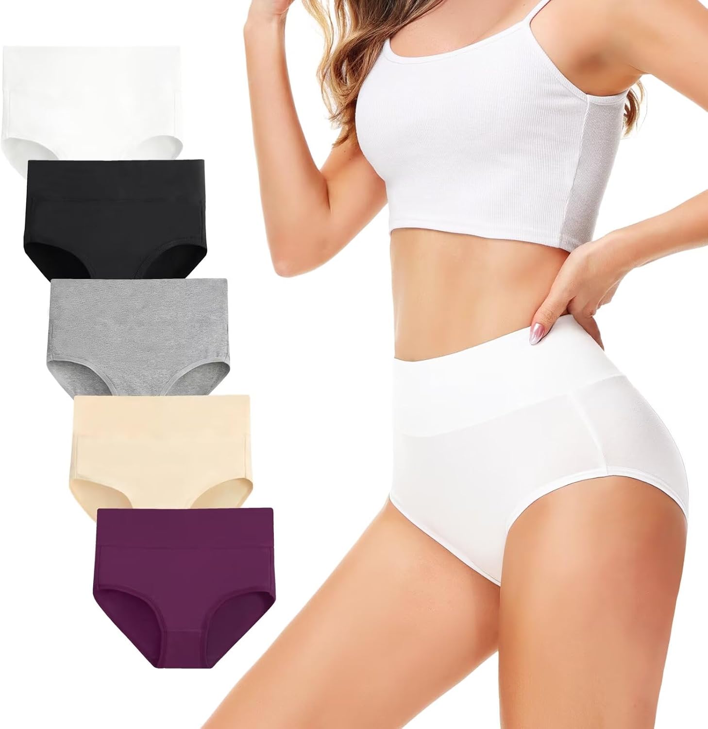 Thumbnail 6 de TUUHAW women’s high waisted knickers (5-pack) in soft cotton with full coverage