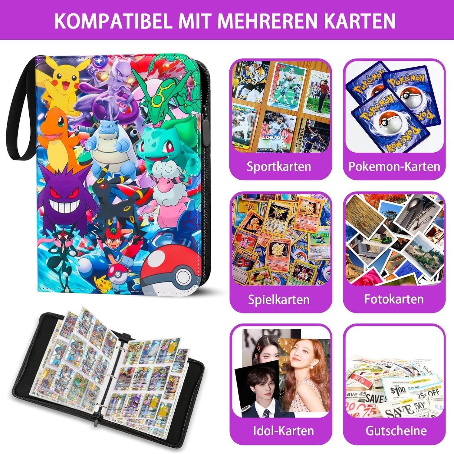 Thumbnail 1 de Pokemon Sammelkarten Album 900 Karten