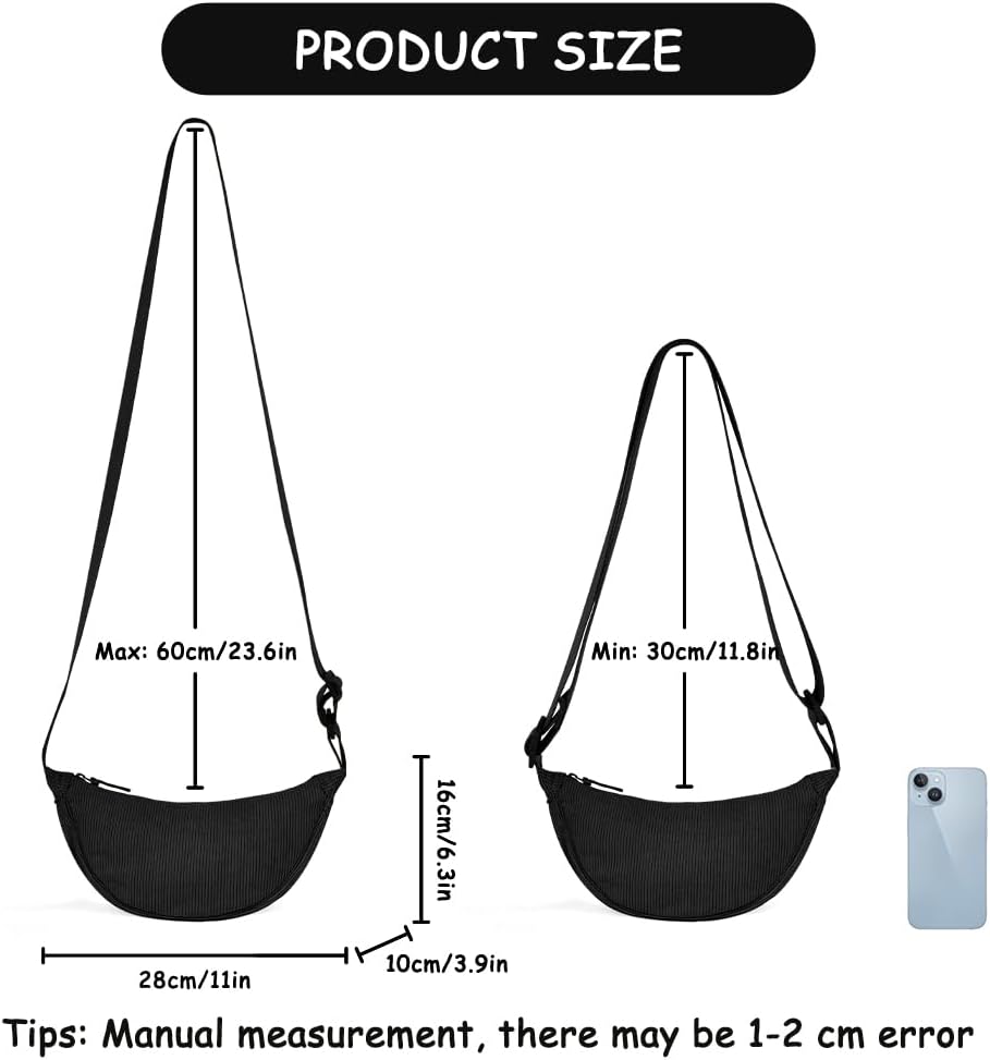 Thumbnail 3 de Aucuu Borsa a Tracolla in Nylon a Mezzaluna (messenger crossbody) con tracolla regolabile