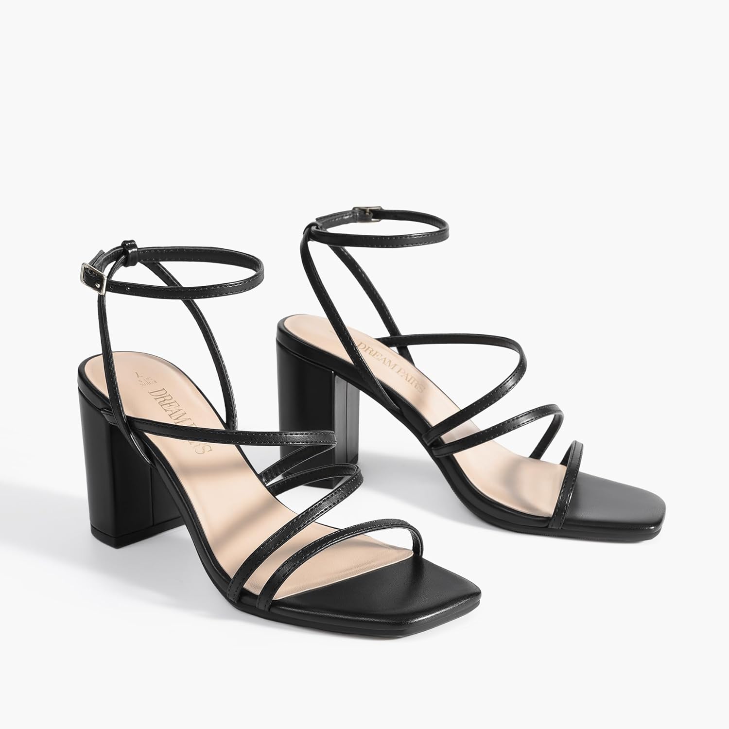 Thumbnail 6 de DREAM PAIRS Women's Heels: Chunky Block Strappy Square Open Toe Ankle Buckle Sandals