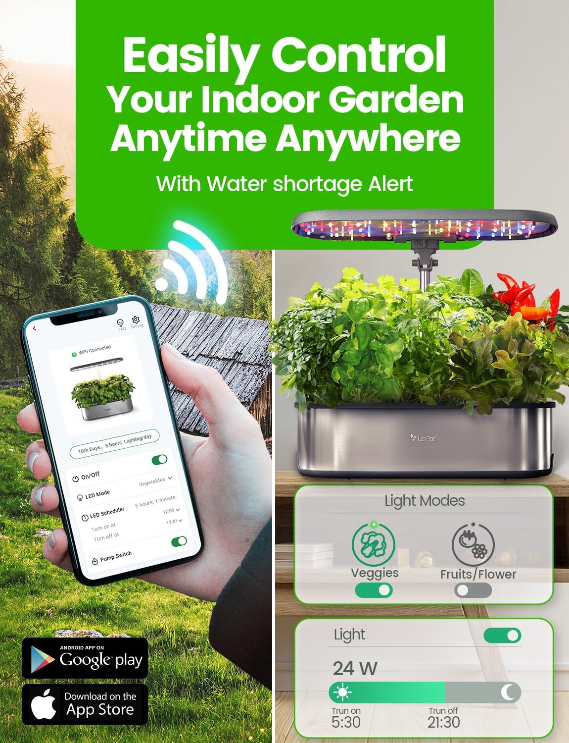 Thumbnail 2 de LETPOT LPH-SE WiFi Hydroponisches Anzuchtsystem – 12 Hülsen, LED‑Beleuchtung, App-Steuerung