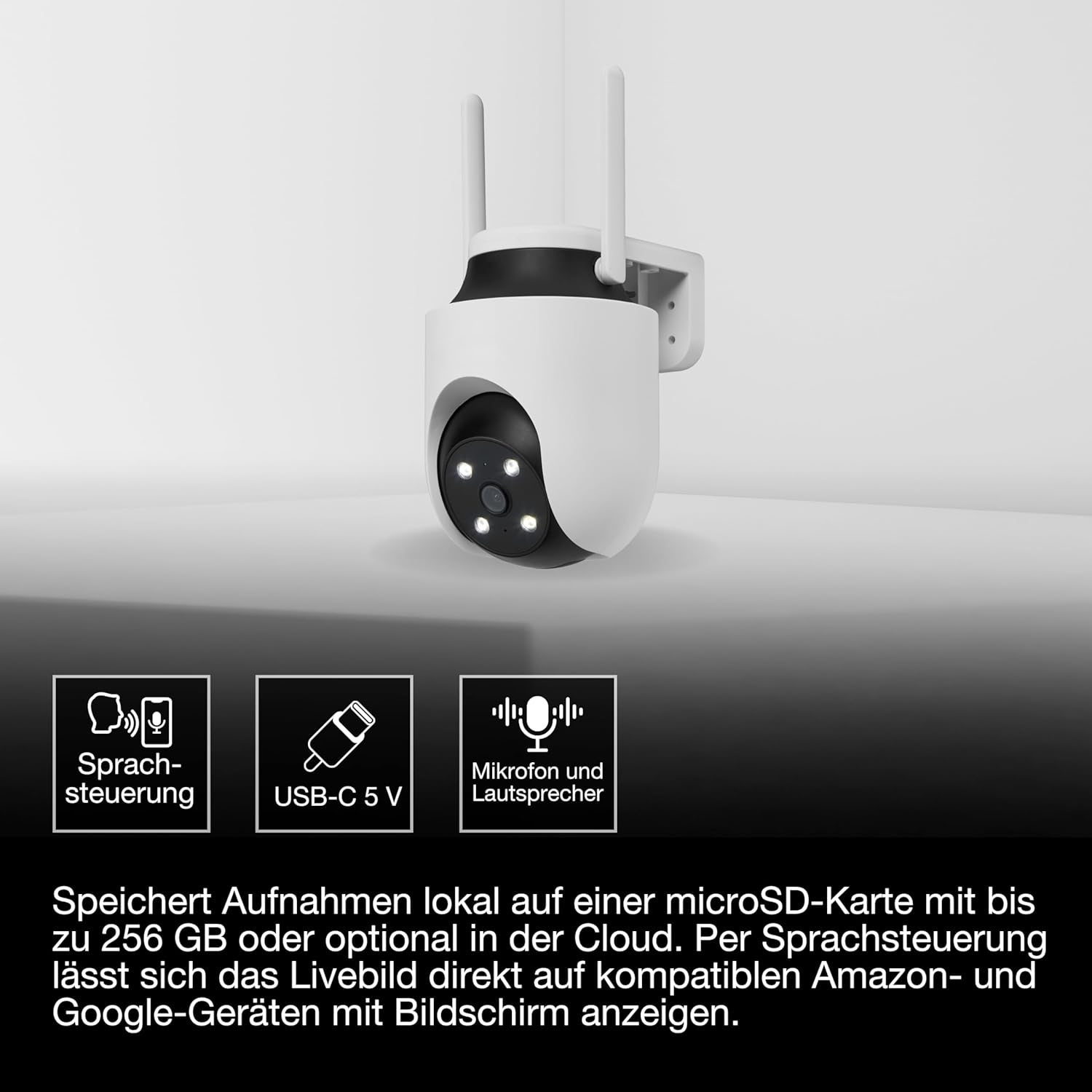 Thumbnail 2 de OSRAM SMART+ WiFi Telecamera da esterno 360° 4MP (2K QHD) IP65 con pan-tilt e visione notturna 10 m, bianca