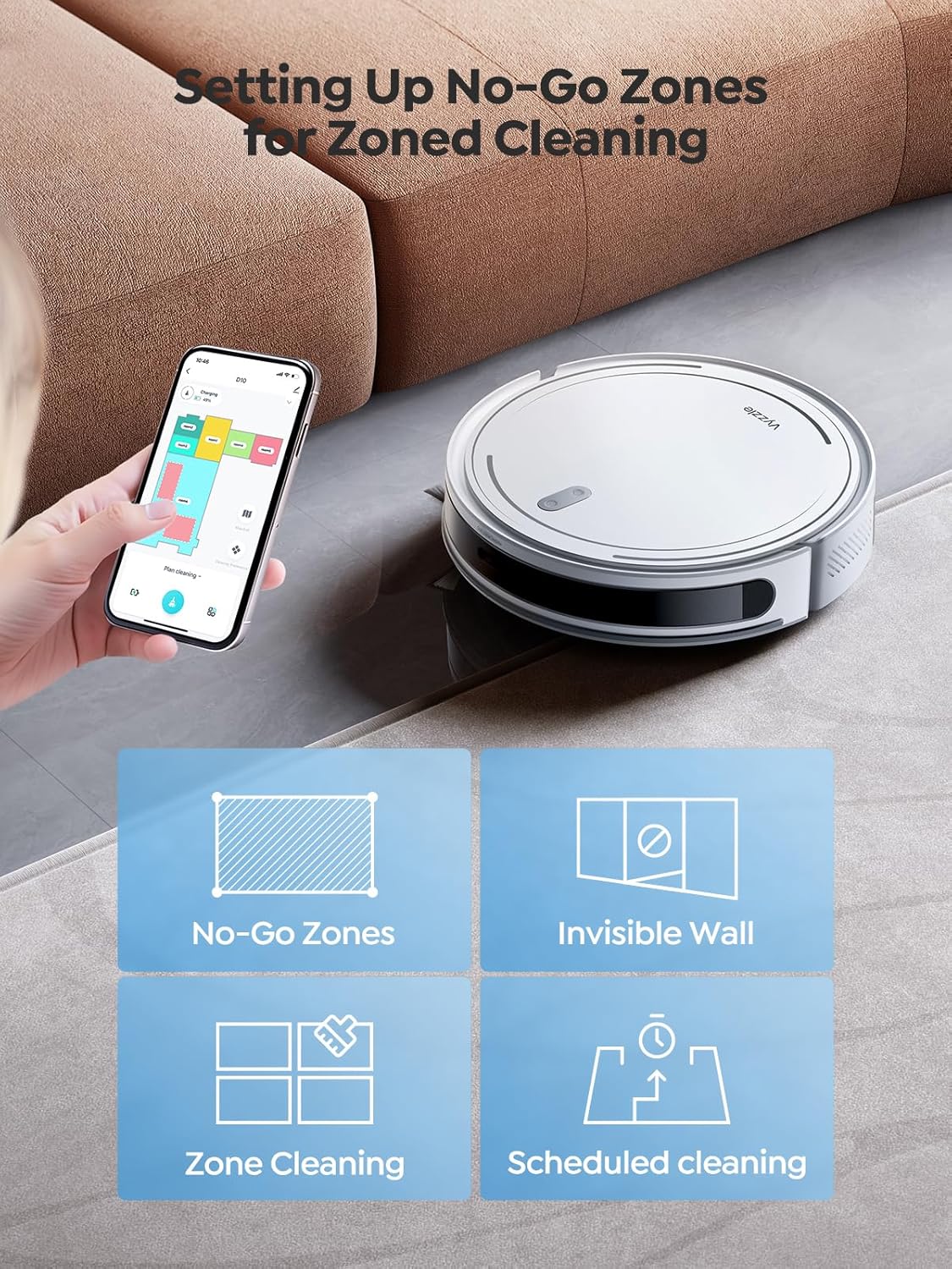Thumbnail 6 de Vyzzle D10 Robot Vacuum (8000Pa) with LiDAR, Ultra-Thin 8.3cm, Mop, App/Alexa Control