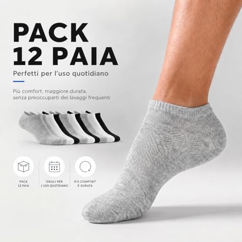 Thumbnail 1 de PS PROUTHS 12 Paia Fantasmini Corti in Cotone – Unisex, Morbidi e Traspiranti