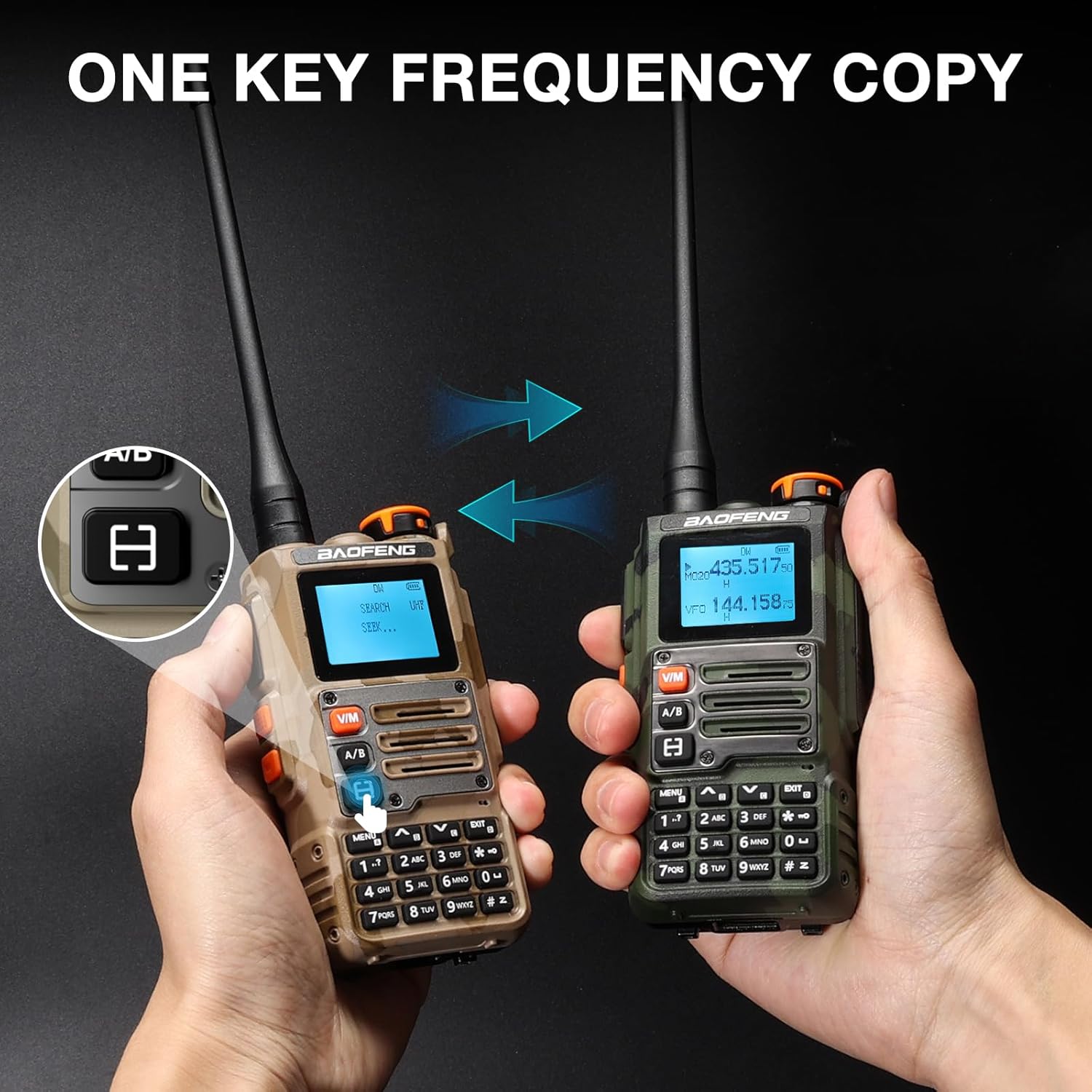 Detalle 2 de BaoFeng K63 6W Walkie Talkie tri-band UHF/VHF + radio portatile con batteria 2600 mAh e schermo a colori