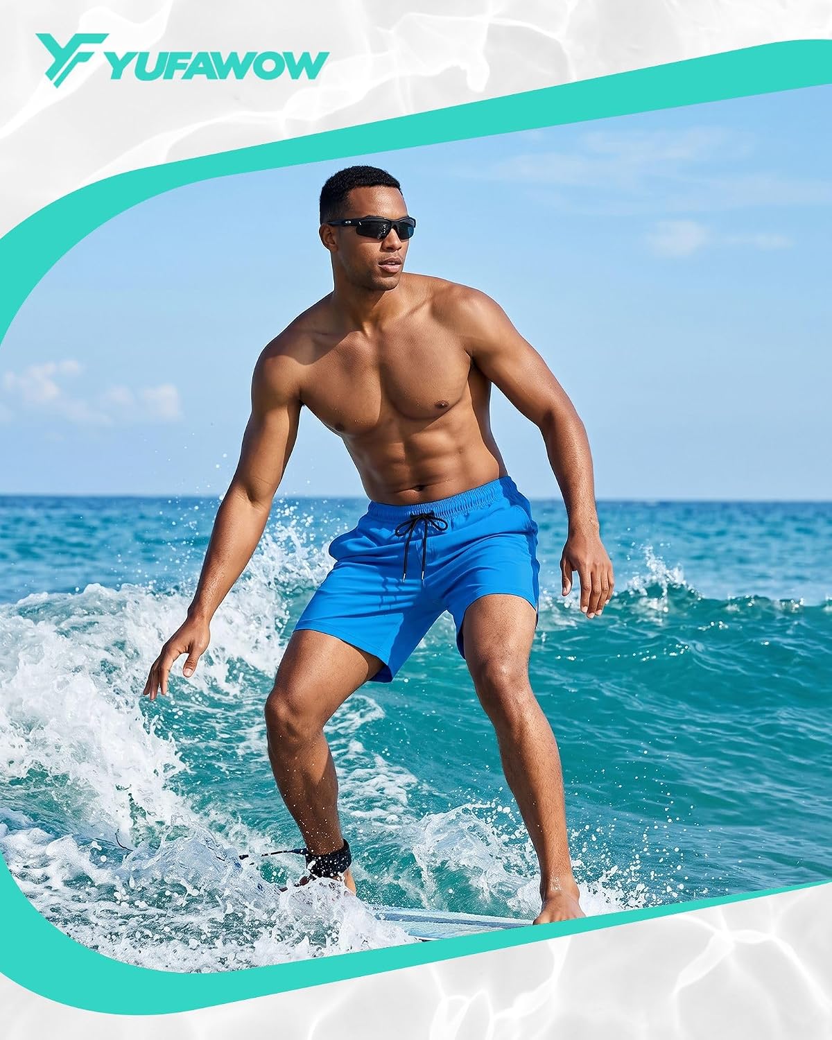 Detalle 2 de Yufawow Men's Swim Trunks with 7-Inch Length