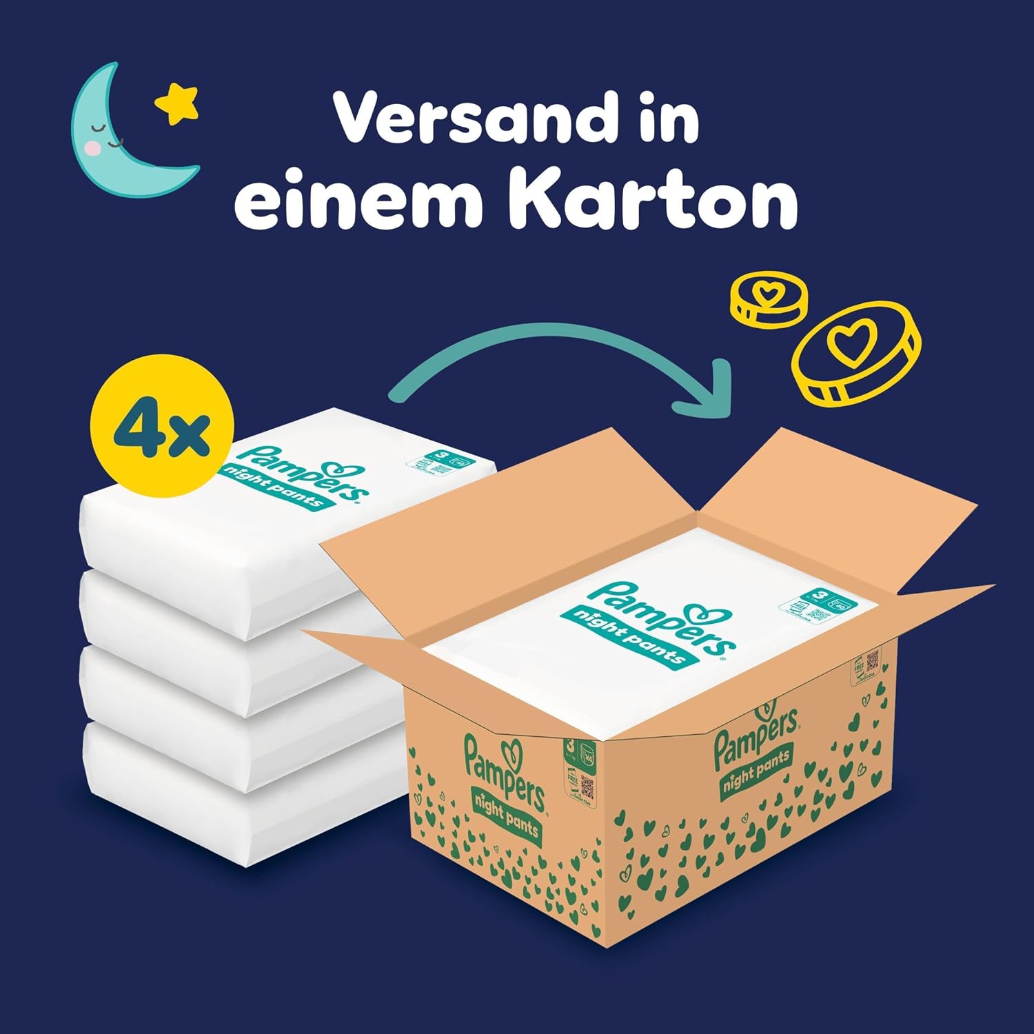 Detalle de Pampers Night Pants Größe 3 – 160 Windeln (6 kg–11 kg) für nächtlichen Auslaufschutz