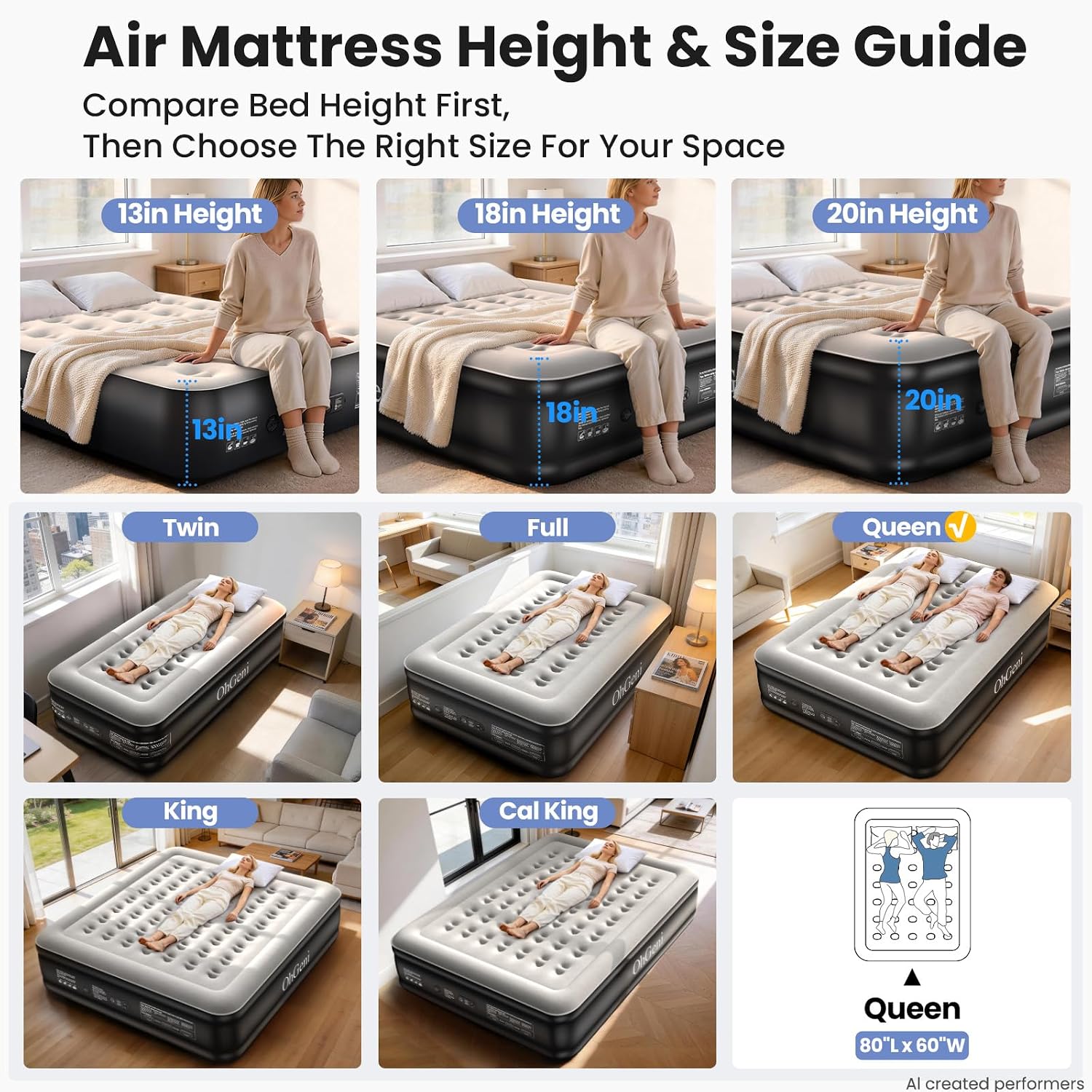 Thumbnail 5 de OhGeni Air Mattress Queen 18 Raised