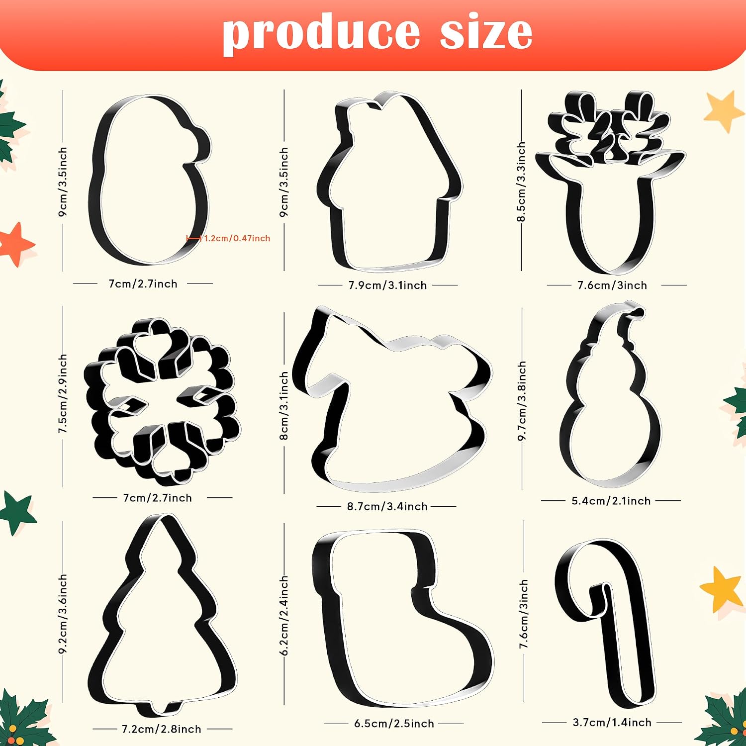 Detalle 2 de Christmas Cookie Cutters 9-Piece Set
