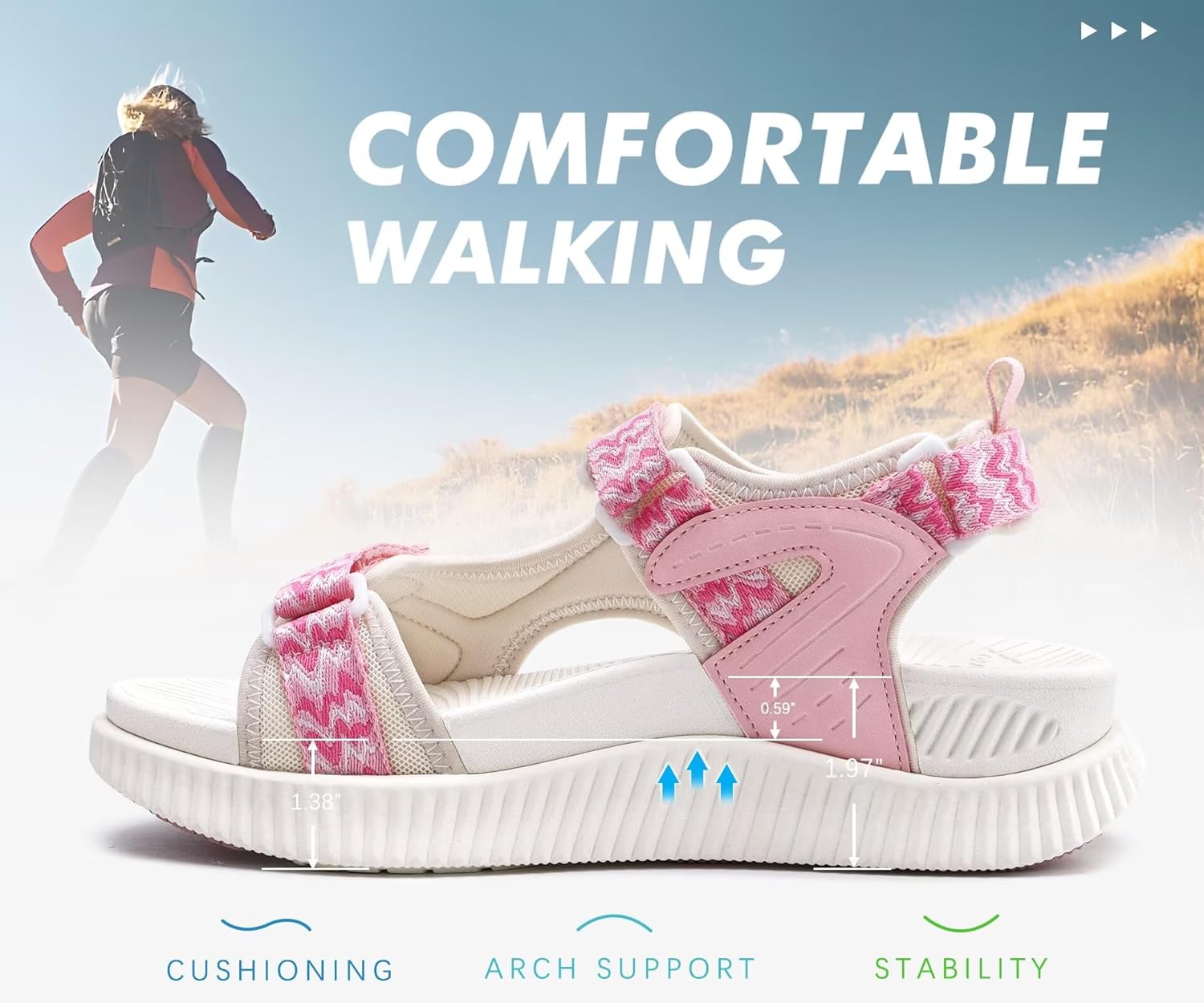 Thumbnail 6 de KuaiLu Women’s Orthopedic Walking Sandals with Arch Support (Adjustable Straps)