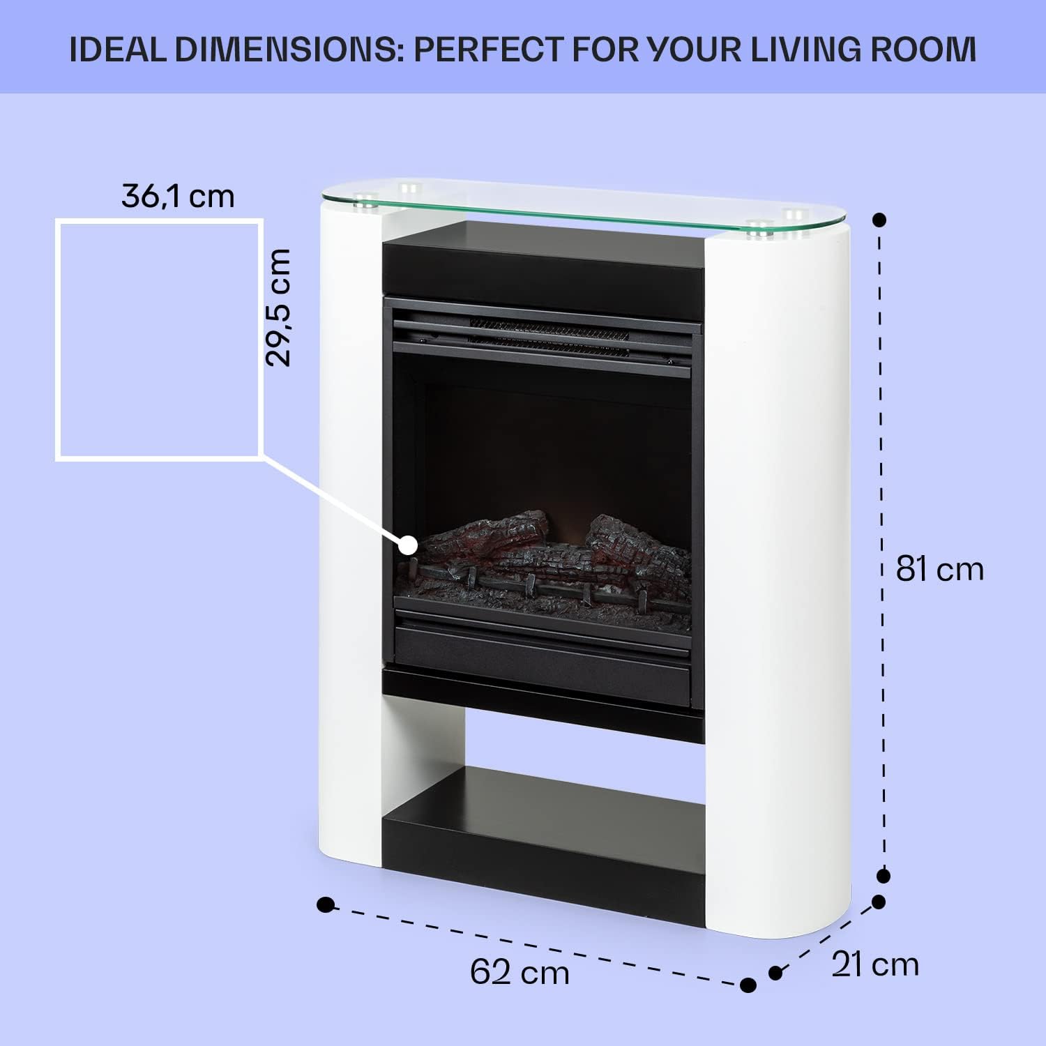 Detalle 1 de Klarstein Studio 5 Arc ks-1 – kominek elektryczny 1800 W z płomieniem LED
