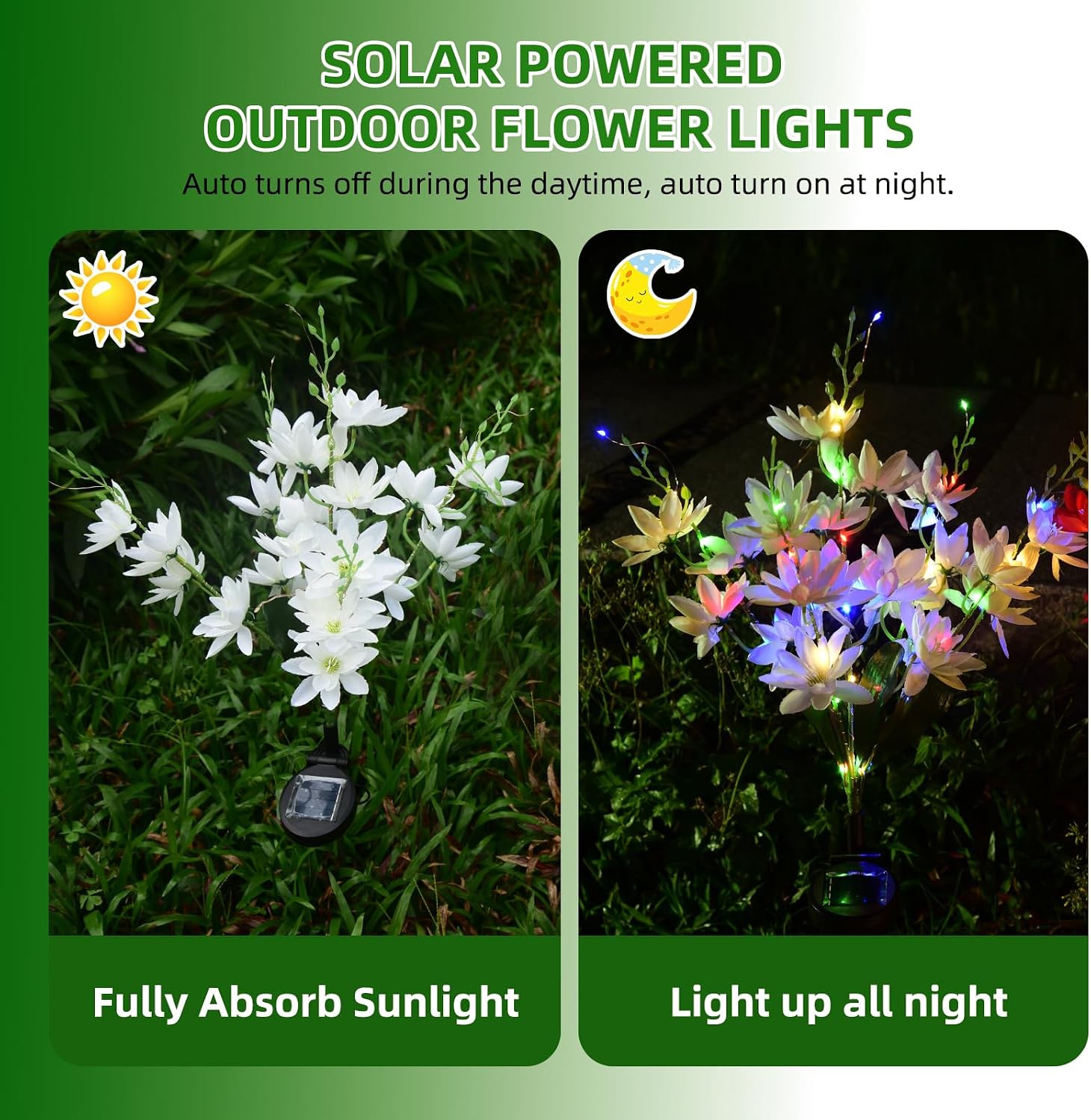 Detalle de Oreunik Solar Flower Lights 2 Pack 40 Flowers
