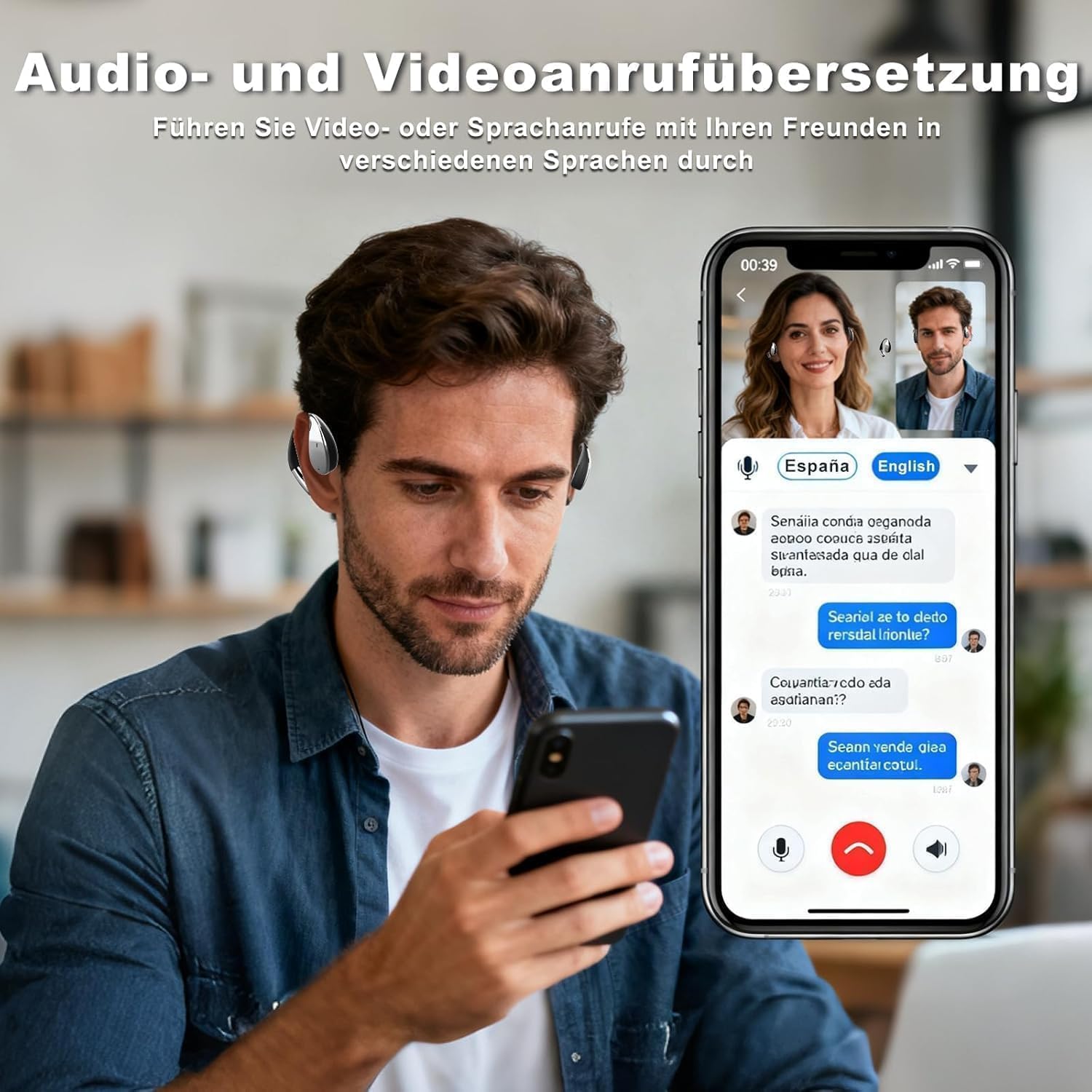 Detalle de NUPLEA AI Kopfhörer Übersetzer – 3-in-1 Übersetzungskopfhörer für bis zu 164 Sprachen, Open-Ear-Design