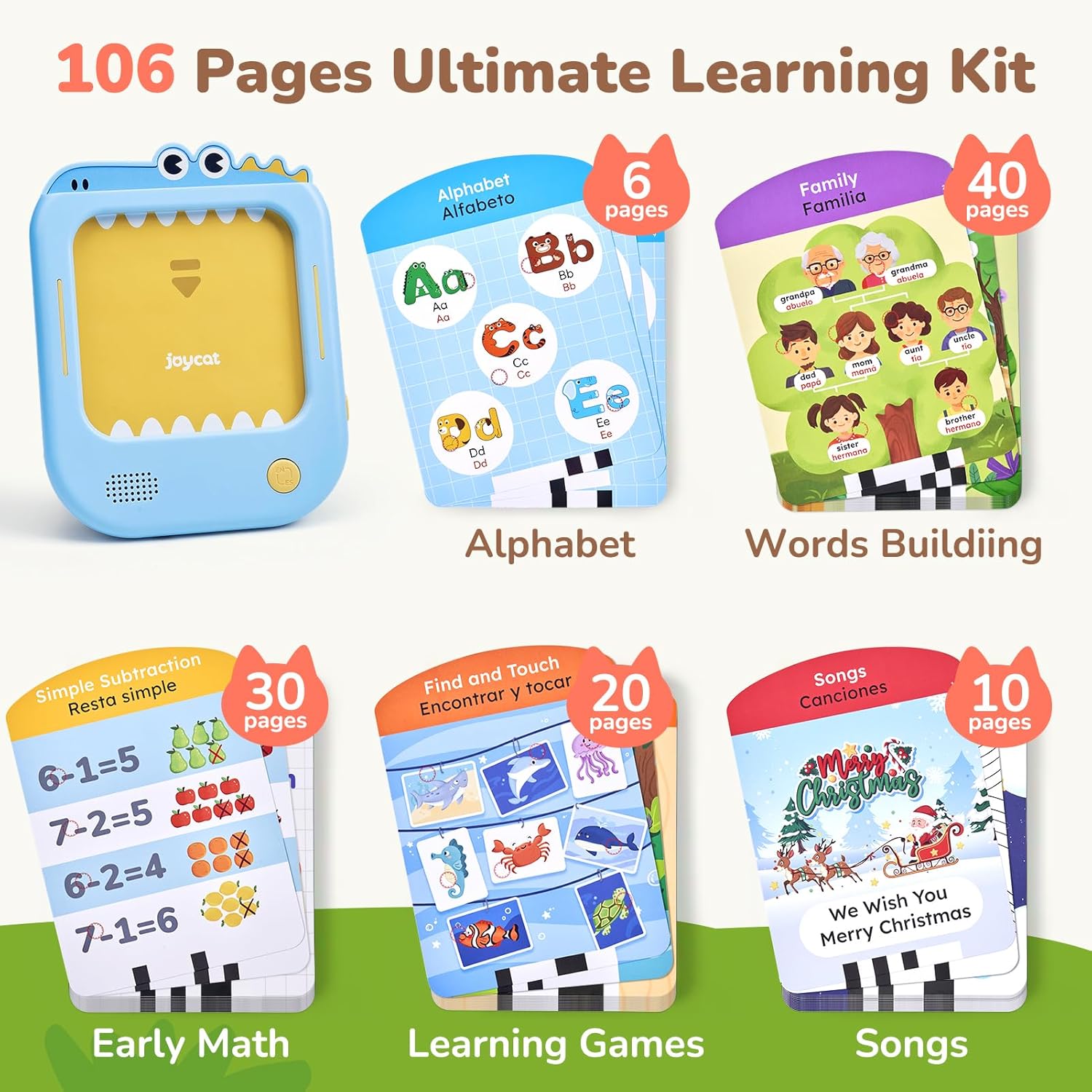 Thumbnail 2 de JoyCat Bilingual Kids Learning Tablet: A Screen-Free Montessori Reading & Language Kit