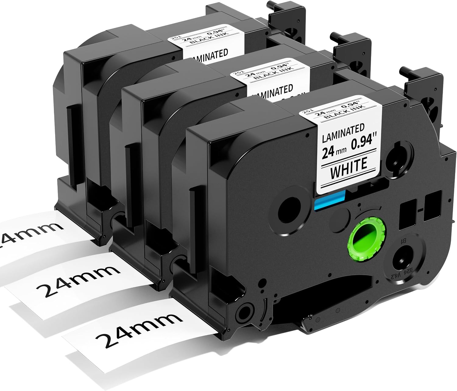 Detalle de Aken TZ-251 Kompatibel 24mm Schriftband – 3er Pack für Brother P-Touch