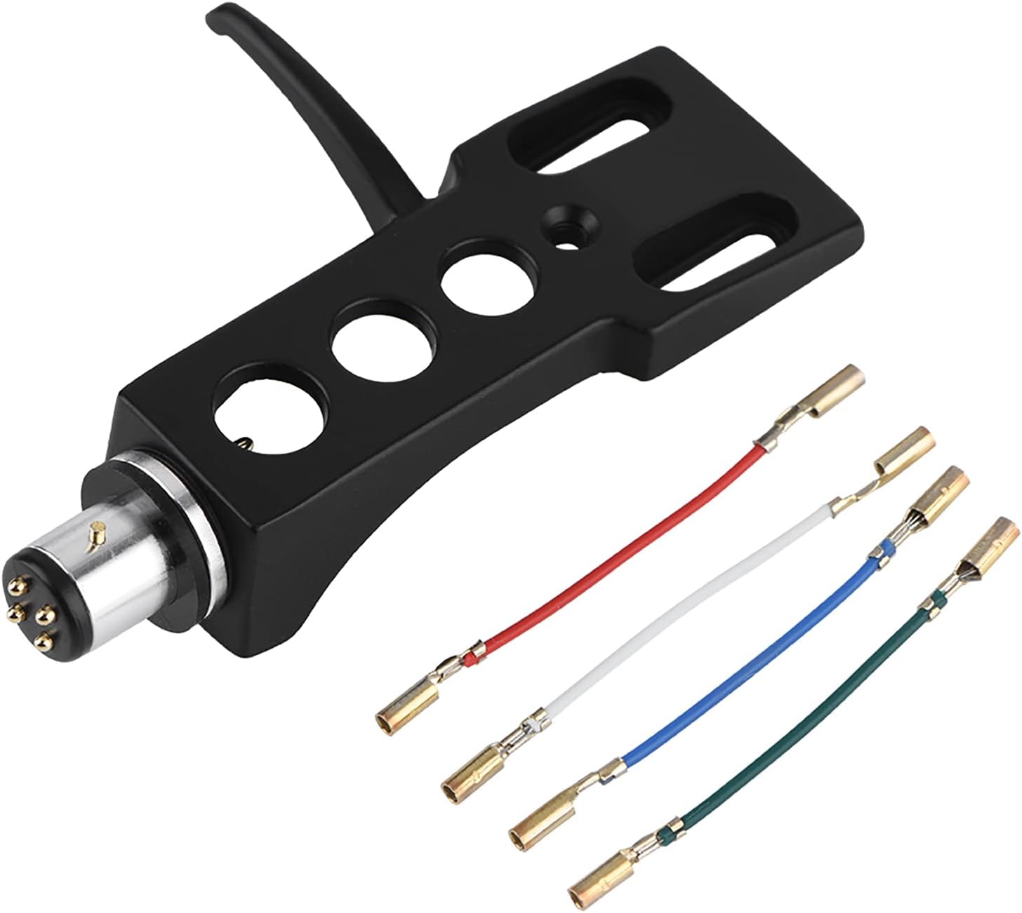 Detalle de Tiiyee Plattenspieler Headshell Halterung aus Kunststoff – Universal Phono Headshell Ersatz mit 4 Anschlussdrähten