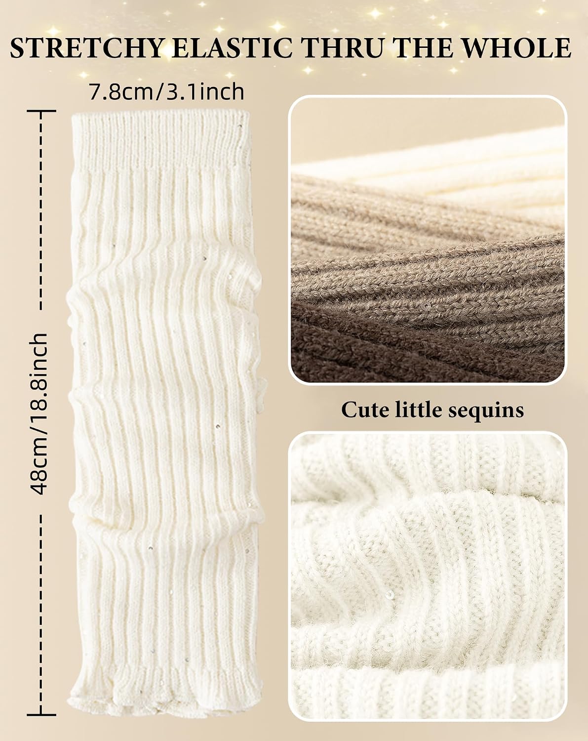 Detalle de Yawlsow Knit Ruffle Leg Warmers with Sequins, Y2K Style