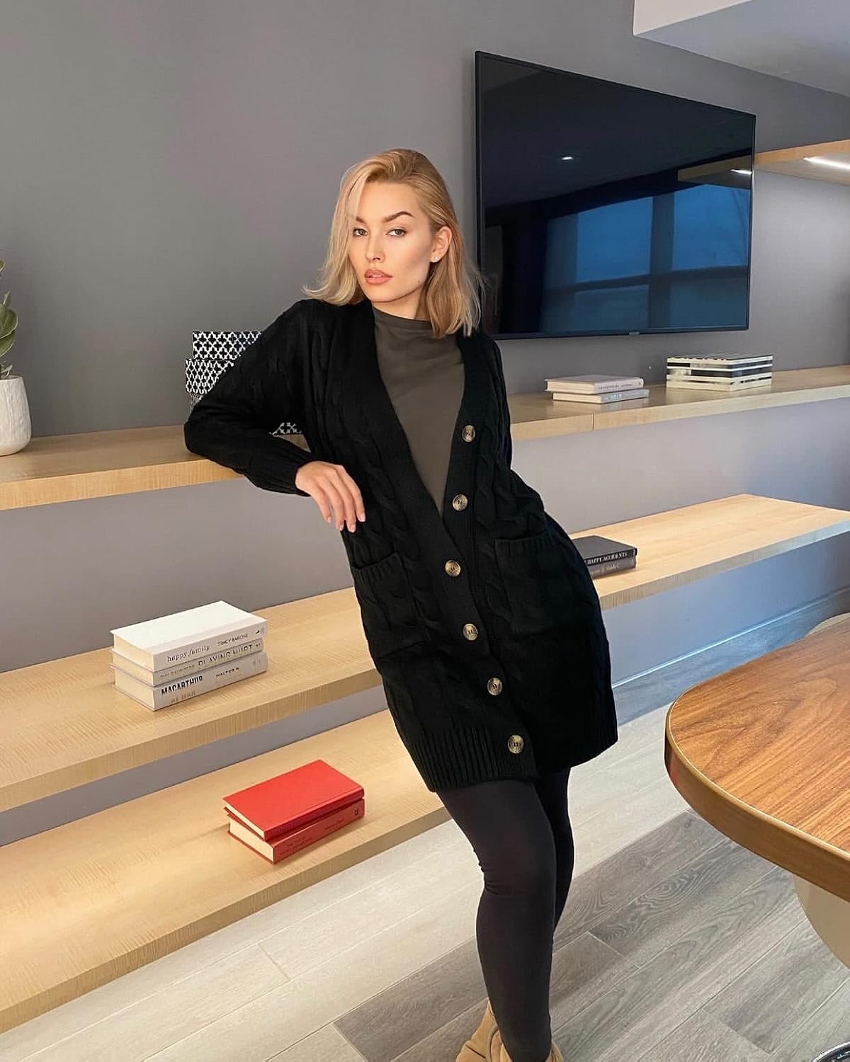 Thumbnail 3 de PRETTYGARDEN Long Cable Knit Cardigan 2025