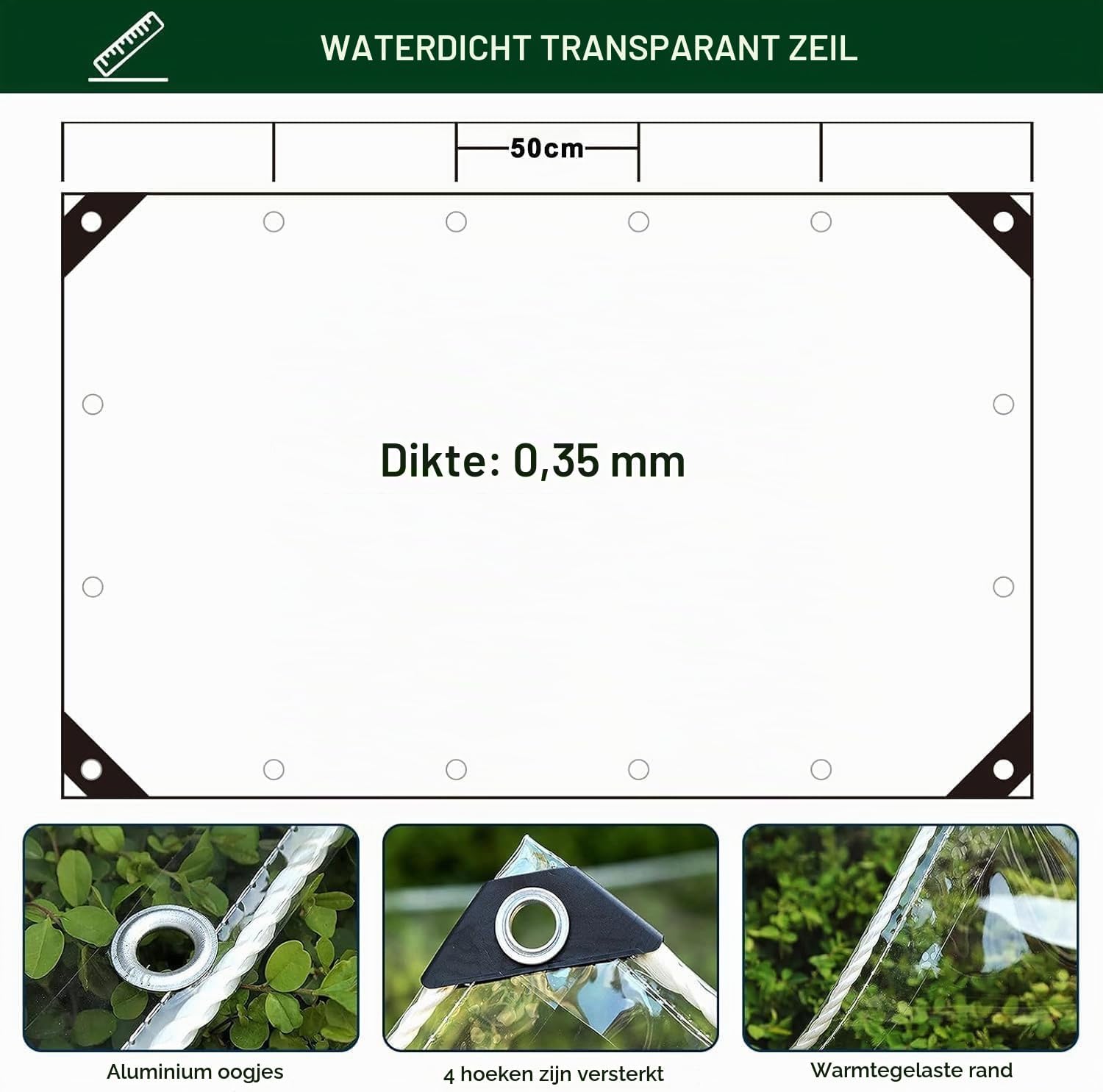 Thumbnail 2 de seveni Bâche Transparente transparant PVC-dekzeil 1 × 2 m, 450 g/m²