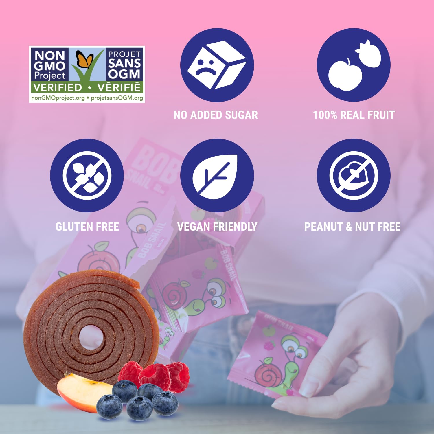 Thumbnail 5 de Bob Snail Blueberry & Raspberry Fruit Rolls, 50 Count, 17.5 oz, No Added Sugar