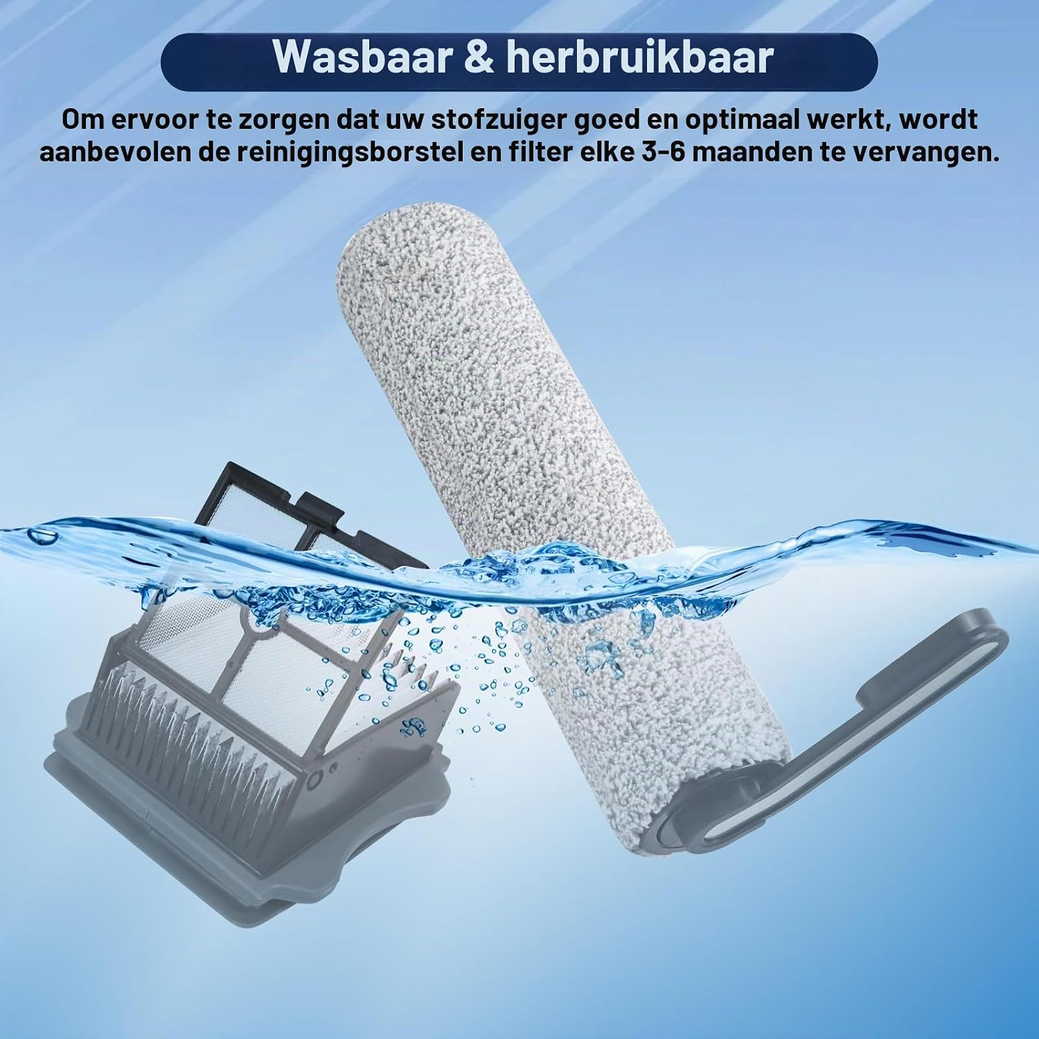 Detalle de YUEYEE S5 accessoireset voor Tineco Floor One, 2 borstelrollen en 2 filters