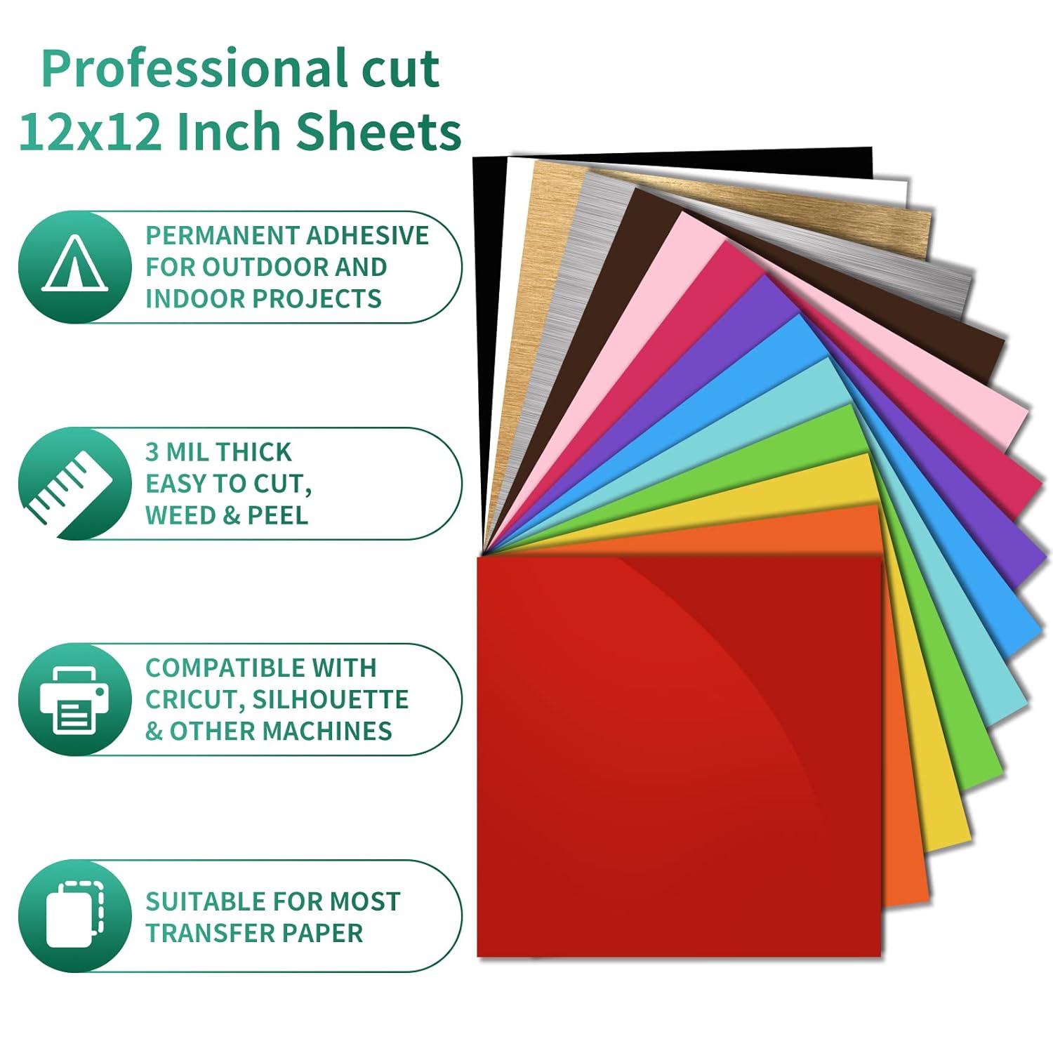 Thumbnail 1 de Lya Vinyl 40 Pack Glossy Permanent Vinyl Bundle (12 x 12 inch) for Cricut & Silhouette
