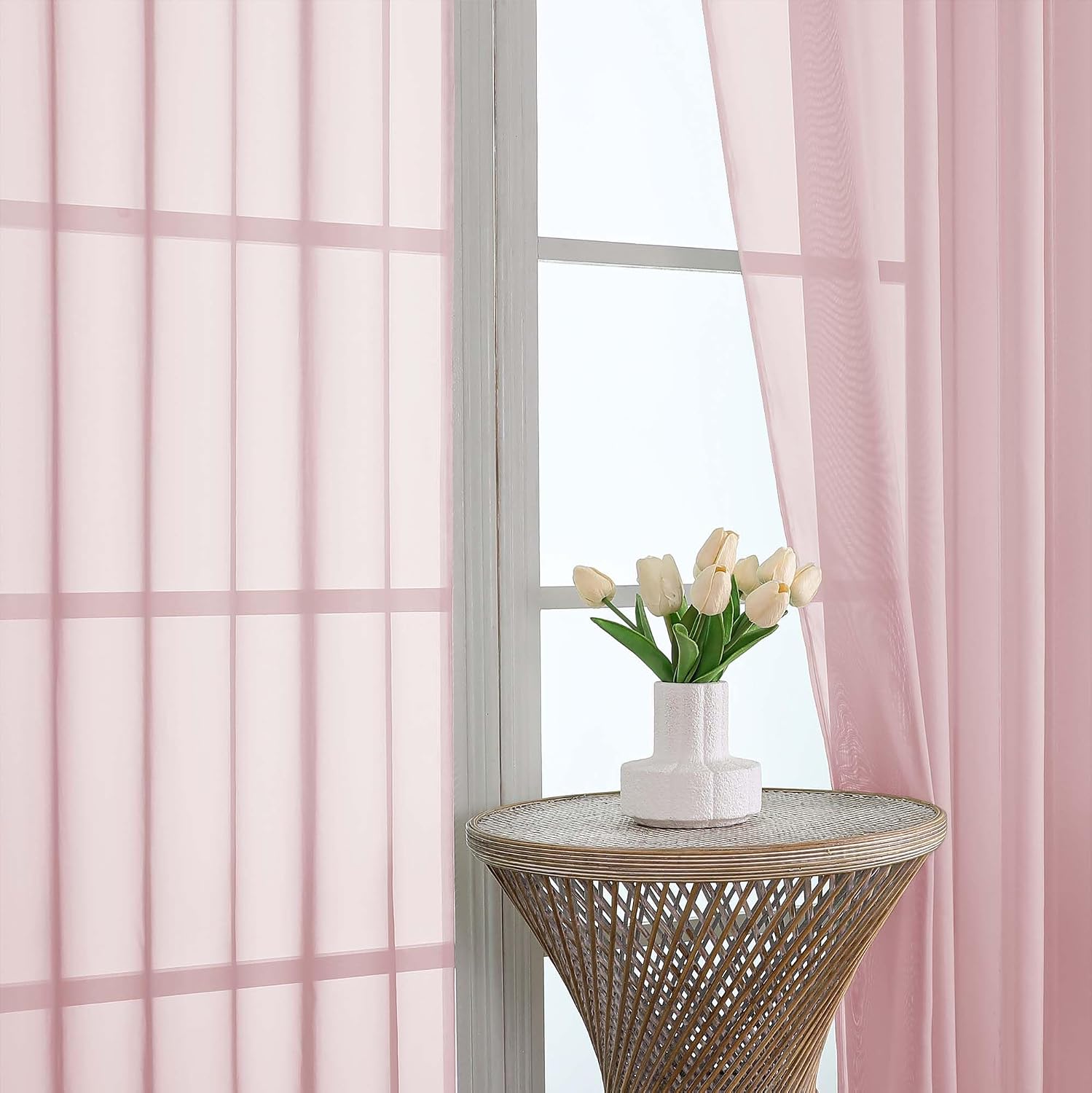 Thumbnail 2 de OWENIE Blush Sheer Curtains, 120-Inch Rod-Pocket Panels, 2-Pack