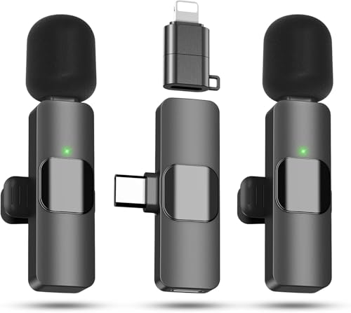 Detalle de KUKIHO 2 Microphones Cravate Sans Fil: kit lavalier Plug‑and‑Play pour iPhone/Android