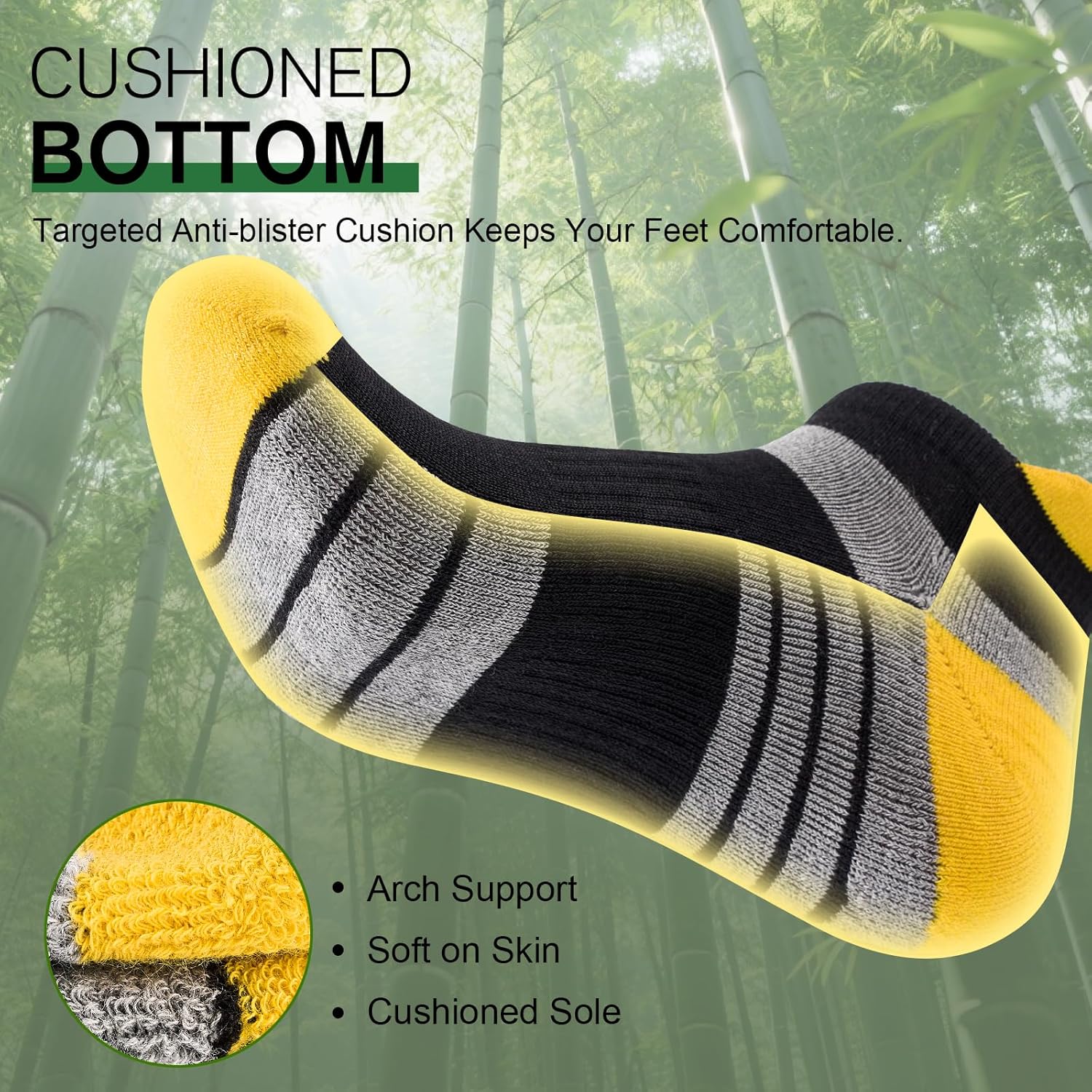 Thumbnail 3 de Stoeury Bamboo Trainer Socks for Men & Women – Breathable, Cushioned & Seamless Toe (6 Pairs)