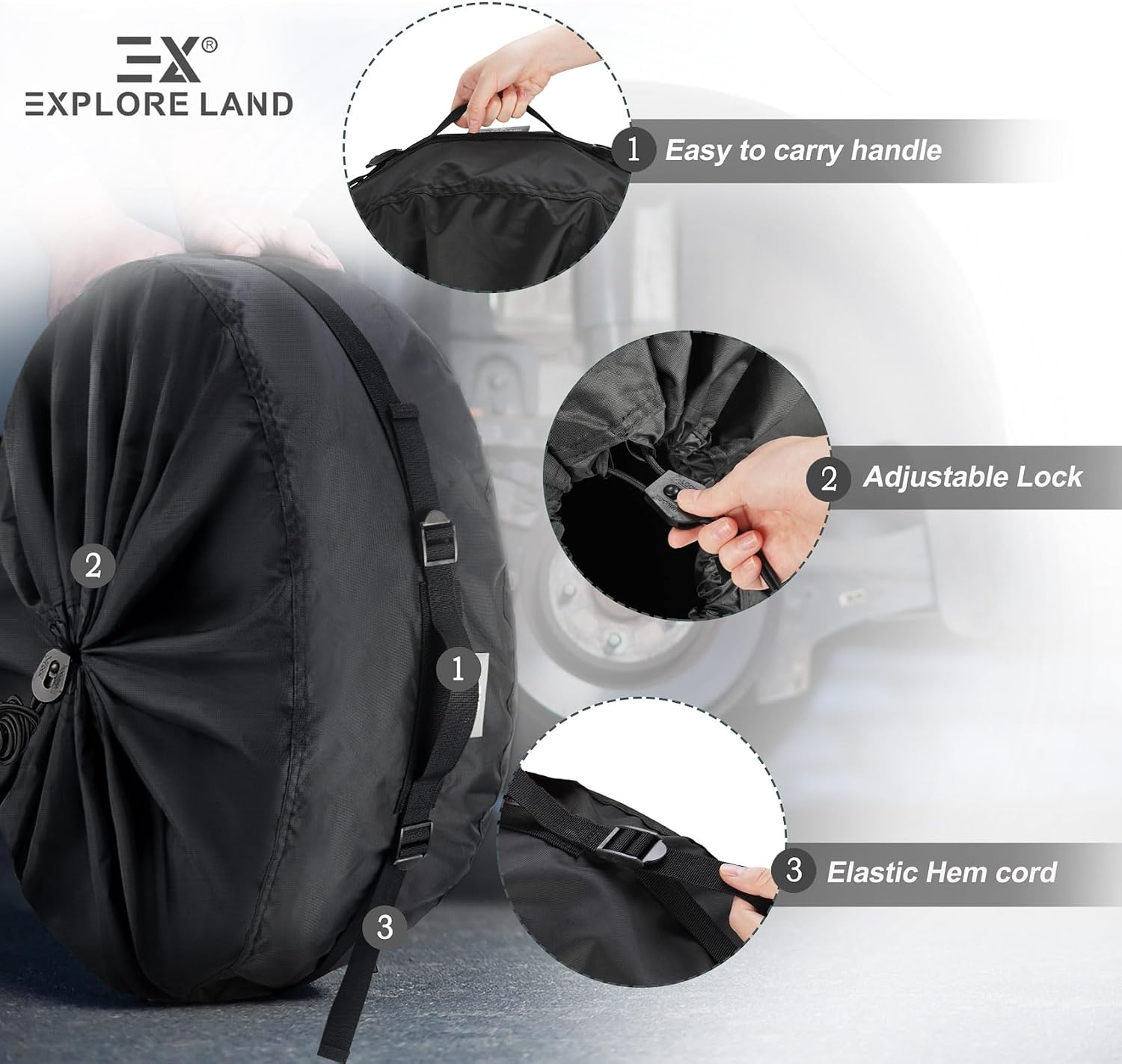 Detalle de Explore Land seasonal tire covers for 23–25.75-inch tires