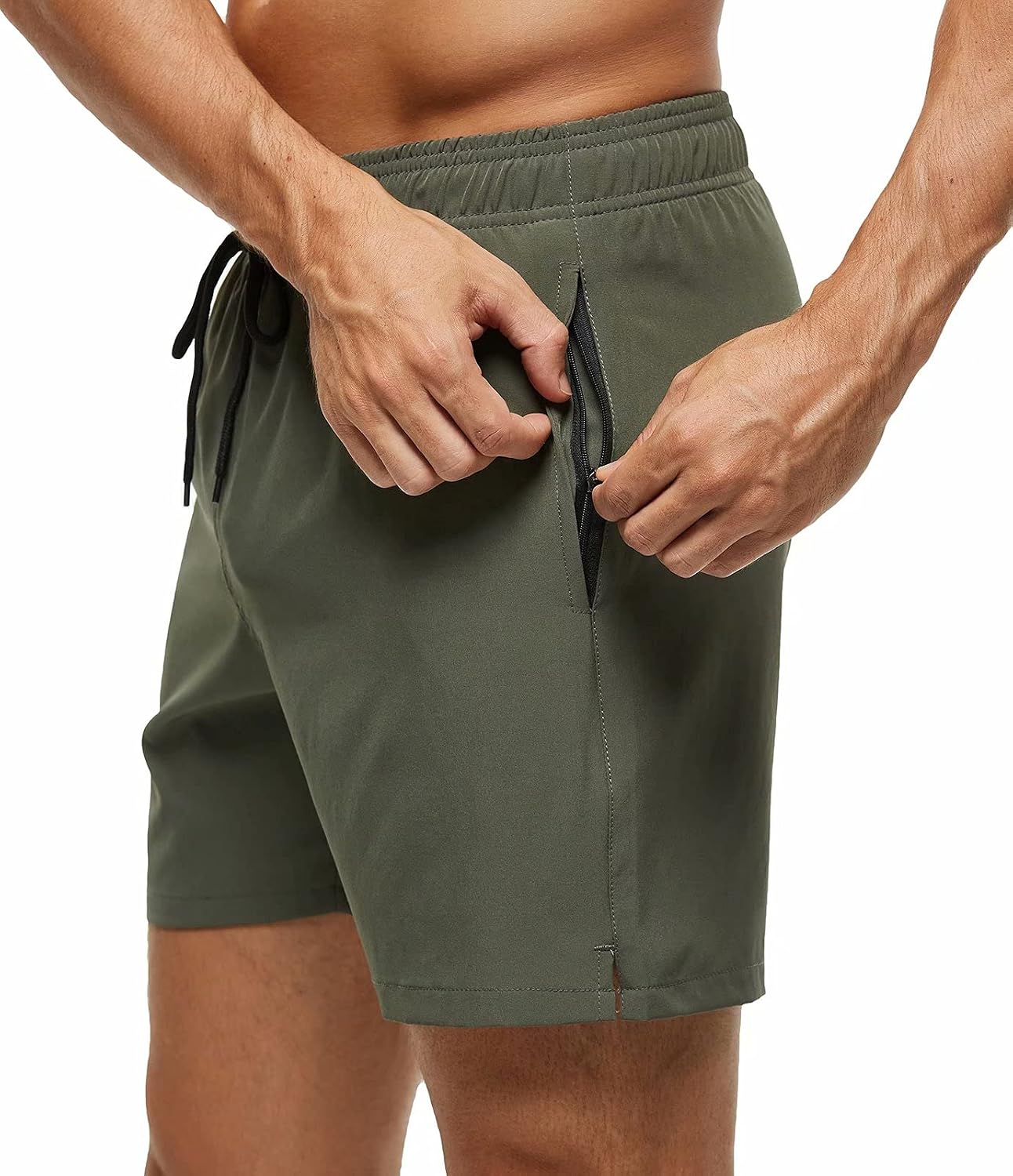 Detalle de Tyhengta Men’s Quick-Dry Swim Trunks with Zipper Pockets & Mesh Lining
