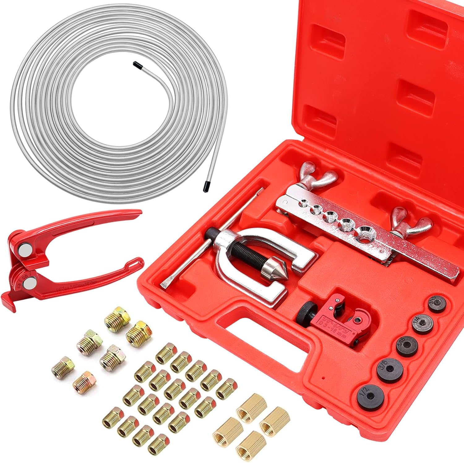 Detalle de Eoppen 25 ft 3/16" Zinc Coated Alloy Brake Line Kit with Tube Bender and Double & Single Flaring Tool