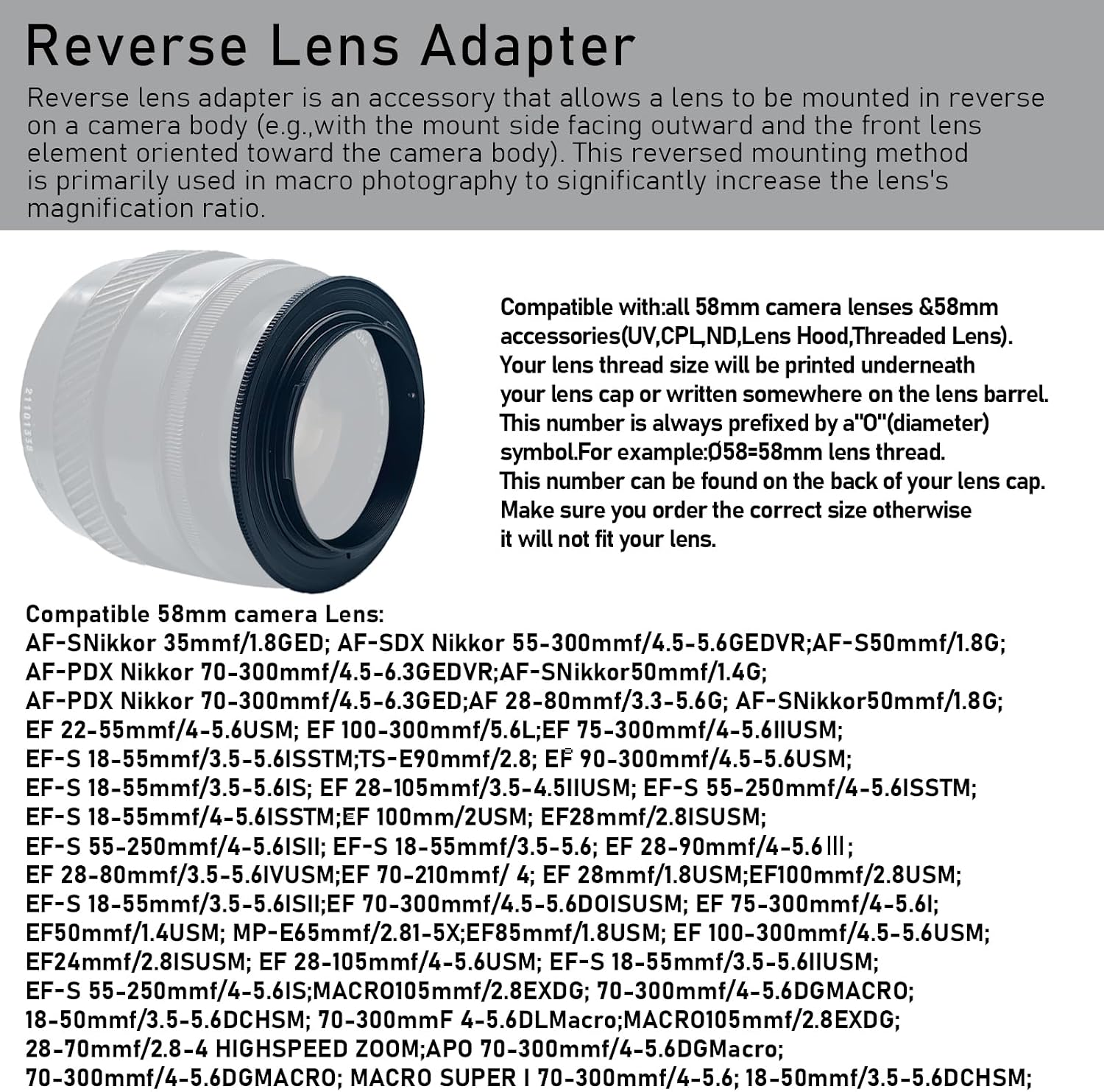 Thumbnail 3 de AMOPOFO 58mm EOS Reverse Mount Ring
