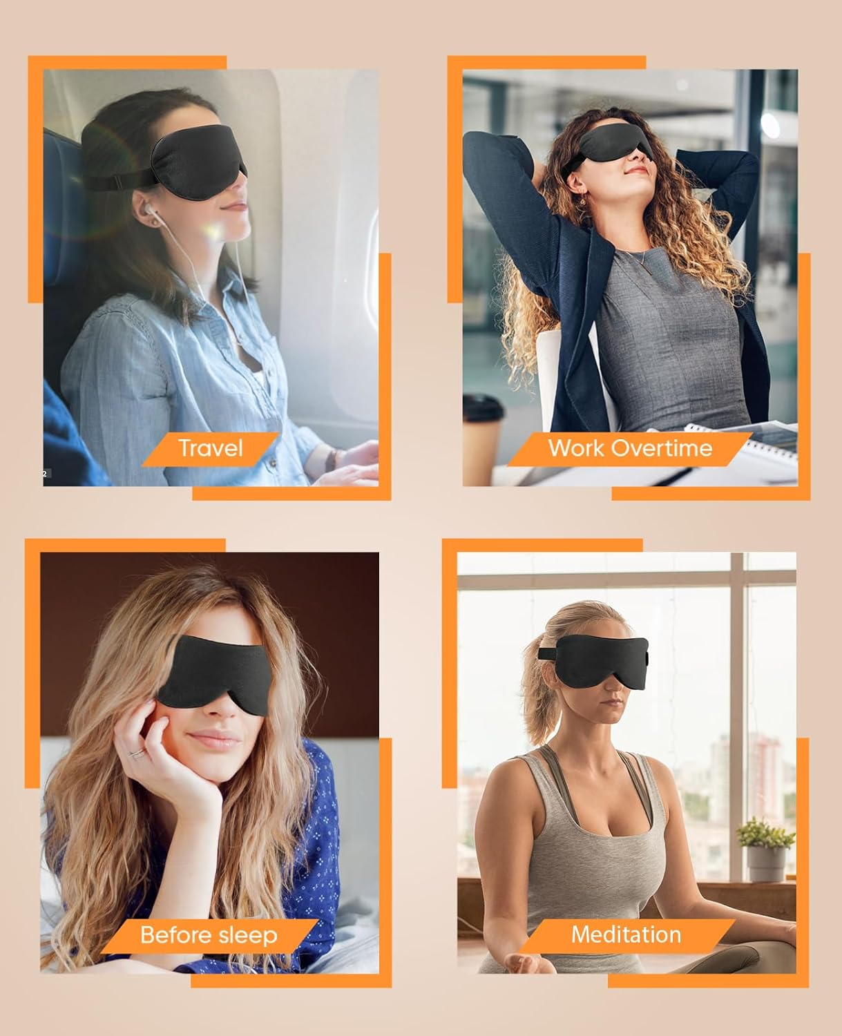 Thumbnail 3 de Heated Eye Mask (Warm Eye Compress) Cordless, 3 Heat Levels, 1000mAh Rechargeable Battery, Washable Detachable Cover – Black