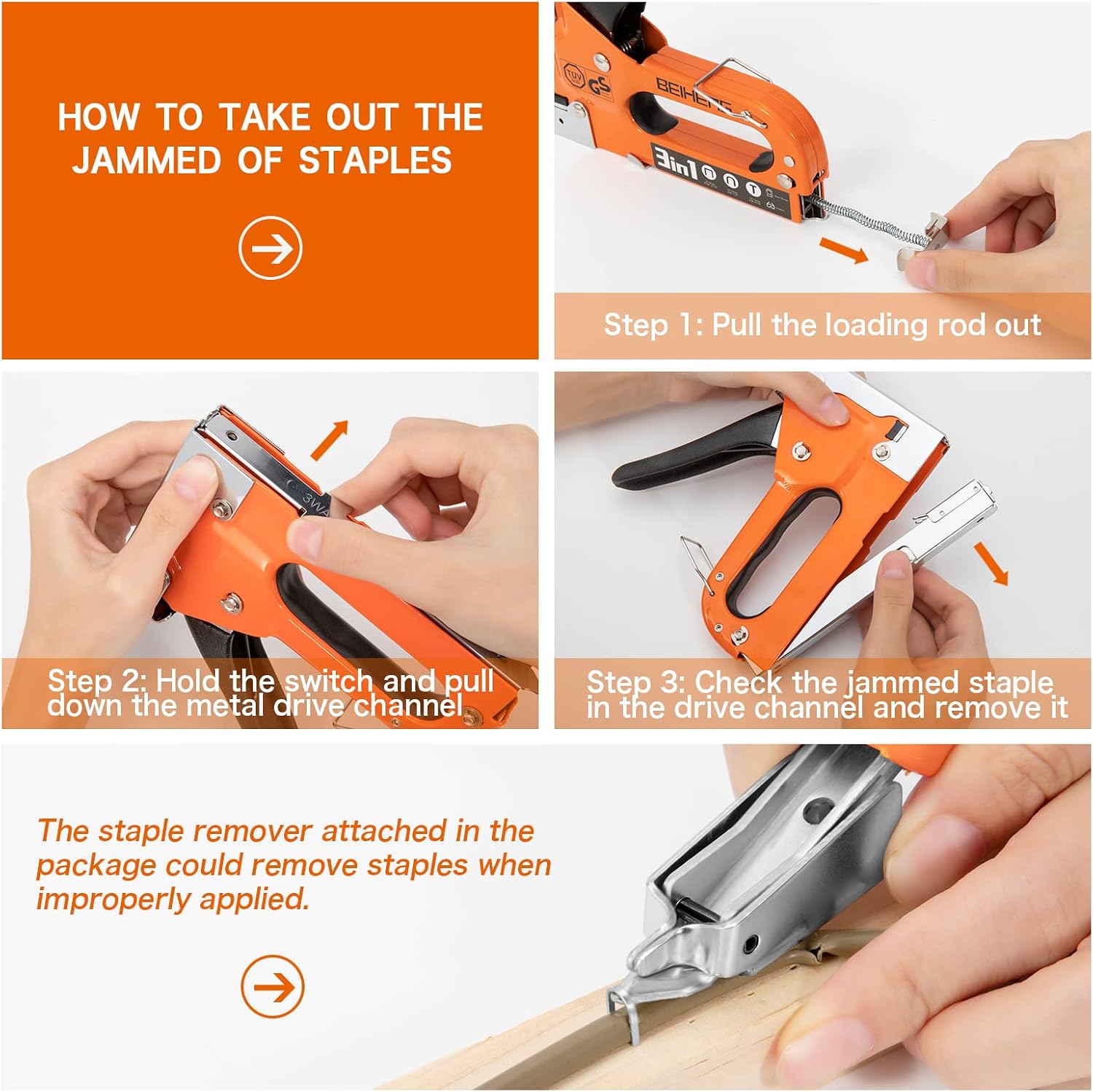 Detalle de BeiHeng Staple Gun 3 in 1 with 3000 staples