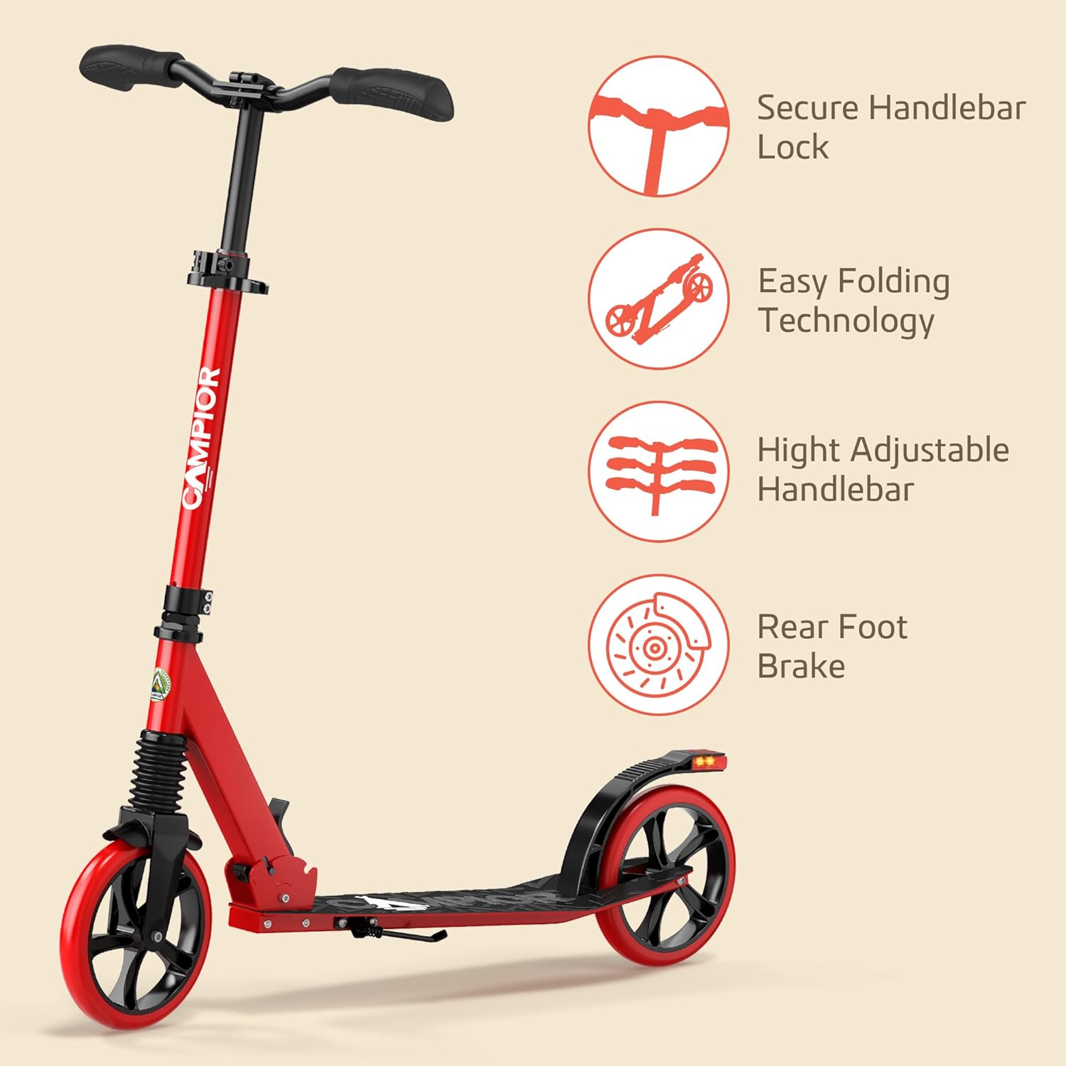 Thumbnail 6 de Campior Kick Scooter 240 lbs load, foldable 🛴