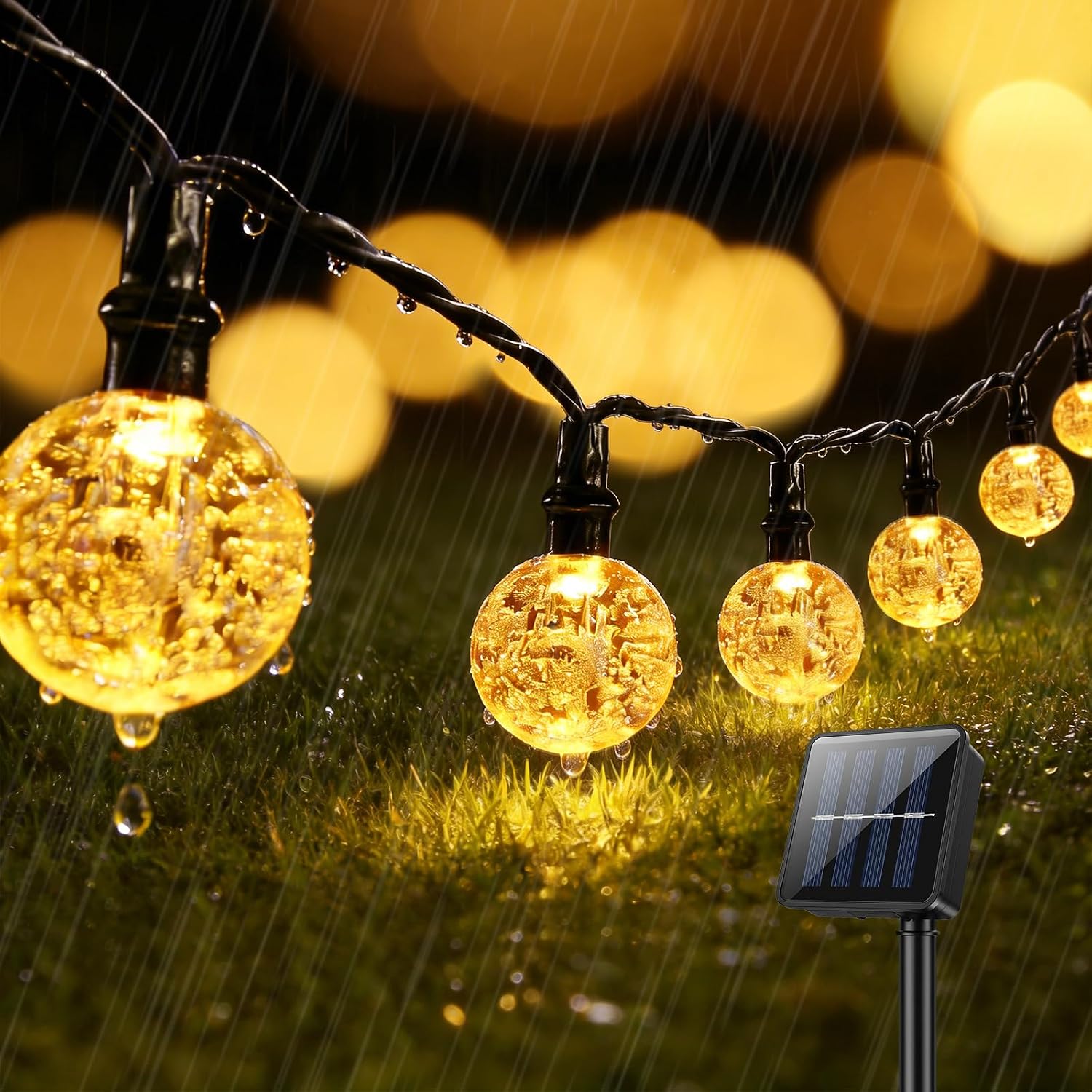 Detalle de Suright Solar-Lichterkette außen 8 m mit 30 warmweißen Mini-LEDs, 8 Modi & IP65
