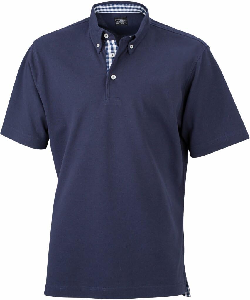 Detalle de Polo homme James & Nicholson avec inserts contrastés Vichy