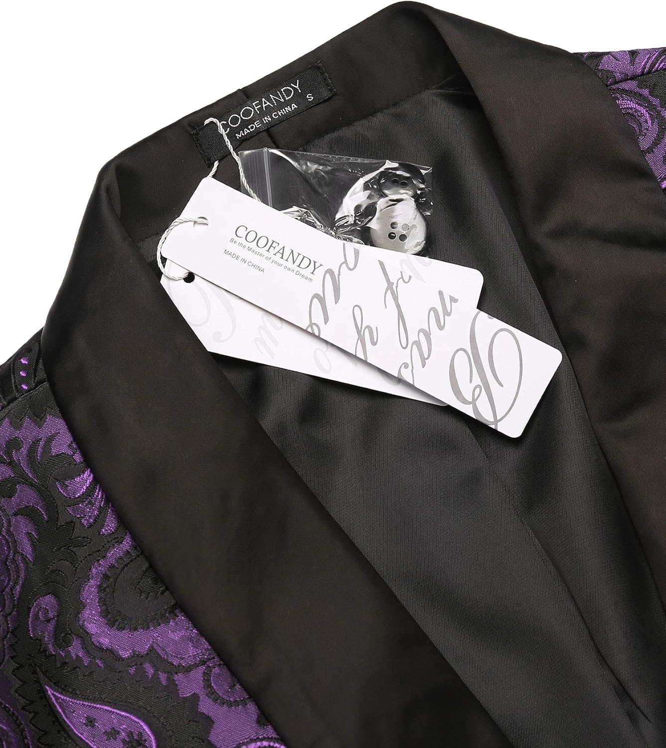 Detalle de COOFANDY ZTJ007662 Floral Tuxedo Jacket with Paisley Pattern and Shawl Lapel