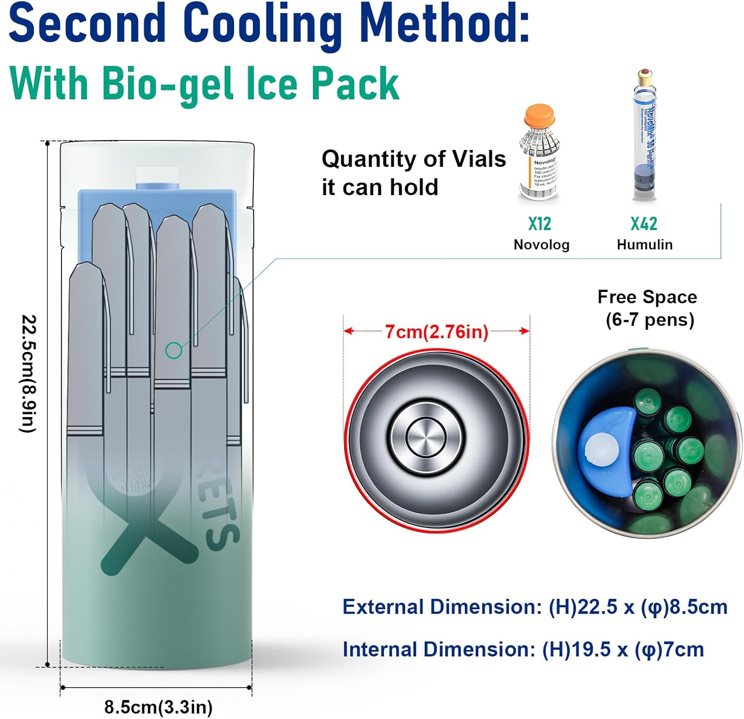 Thumbnail 2 de Insulin Kühlbox Elektrisch mit Großem Kapazität – 8–9 Pens, 2–8 °C, USB-Betrieb, TSA genehmigt