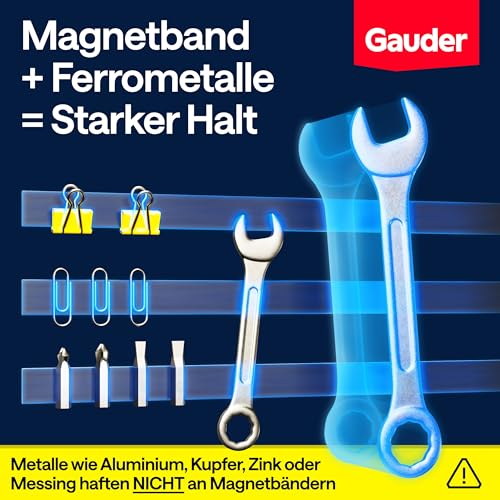 Detalle de GAUDER Magnetband selbstklebend 3 m x 15 mm – zuschneidbares Klebemagnetband
