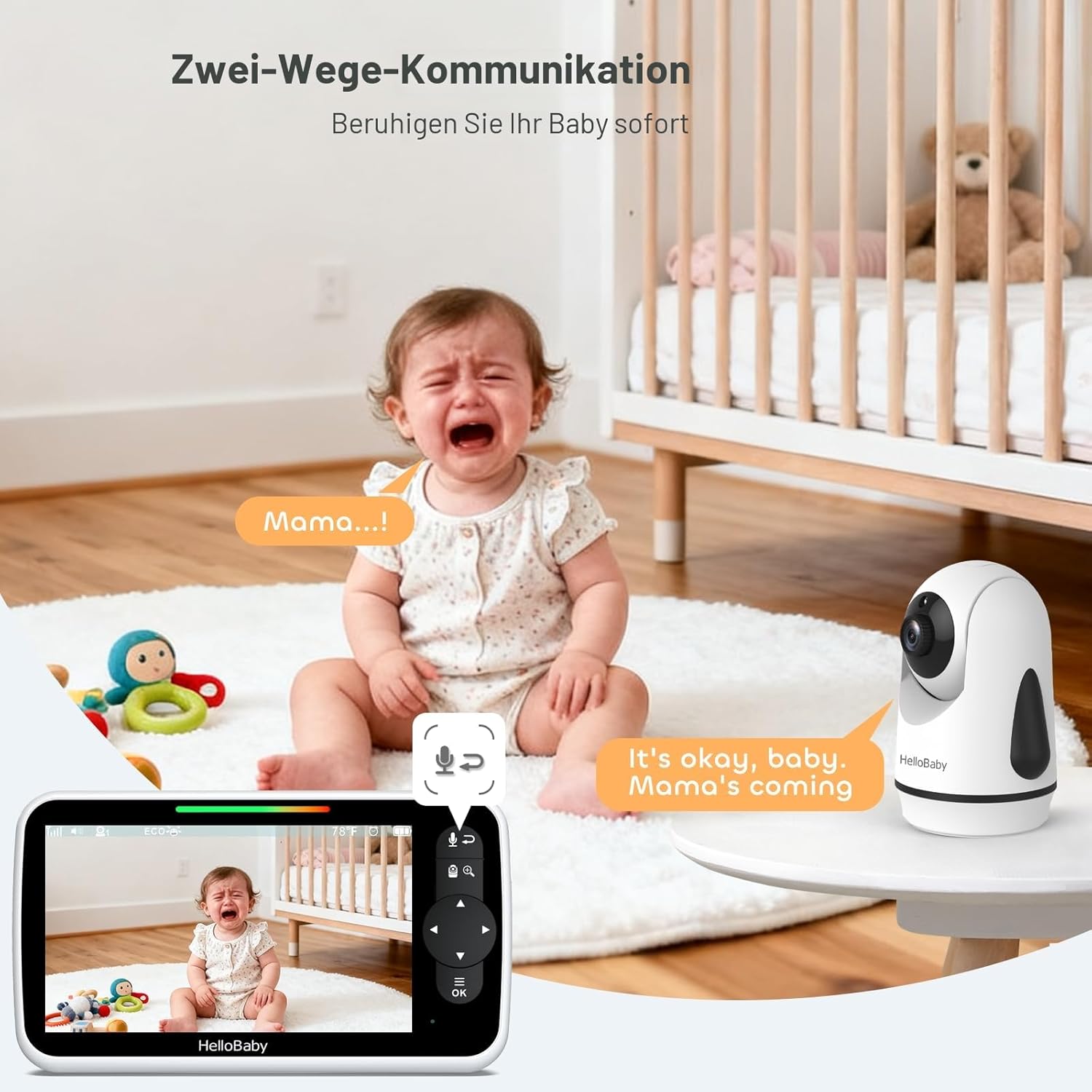Thumbnail 6 de HelloBaby 6-Zoll Video-Babyphone 4000 mAh