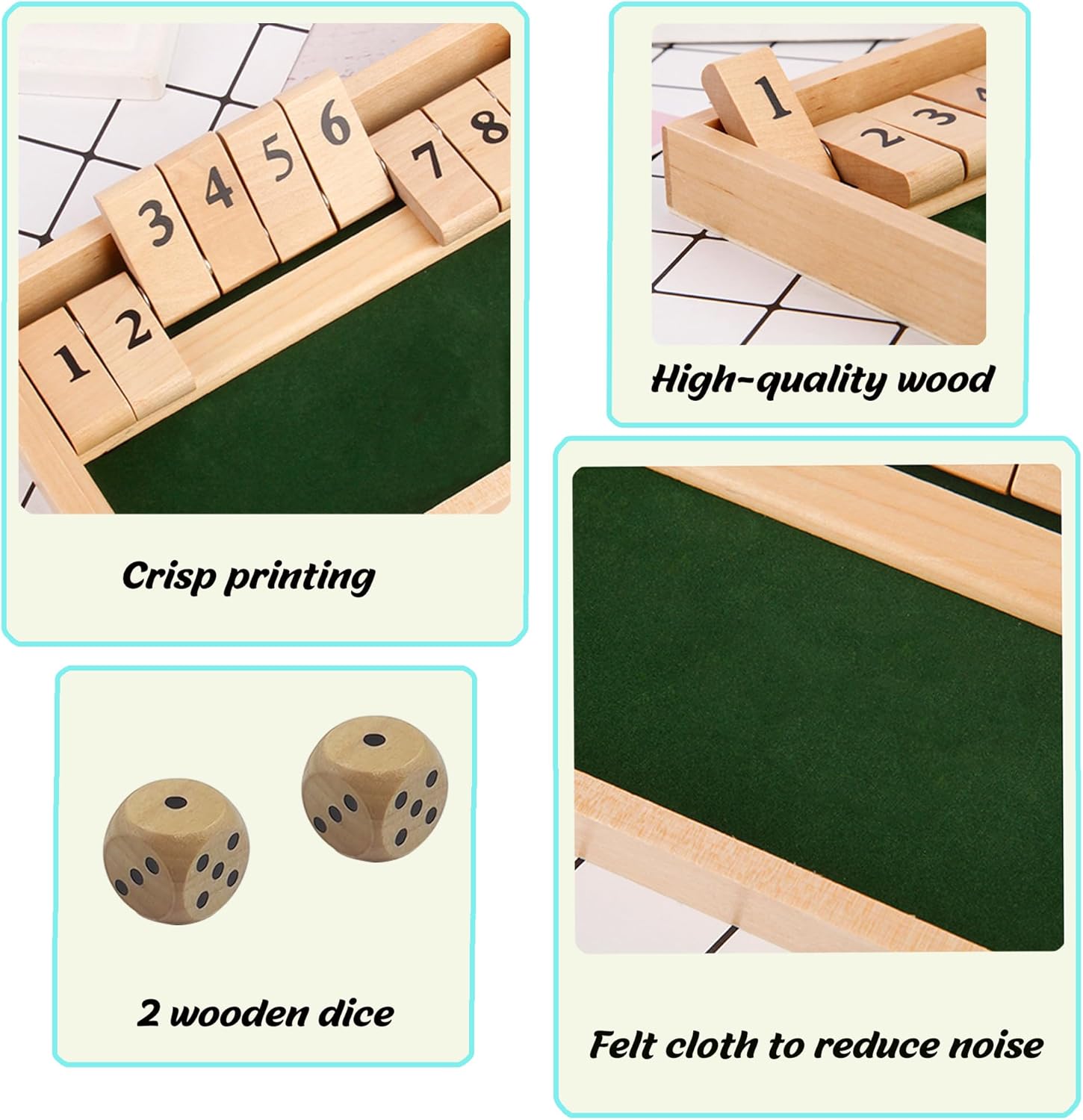 Thumbnail 6 de VingaHouse Shut the Box Game โ 2-player wooden board ๐ฒ