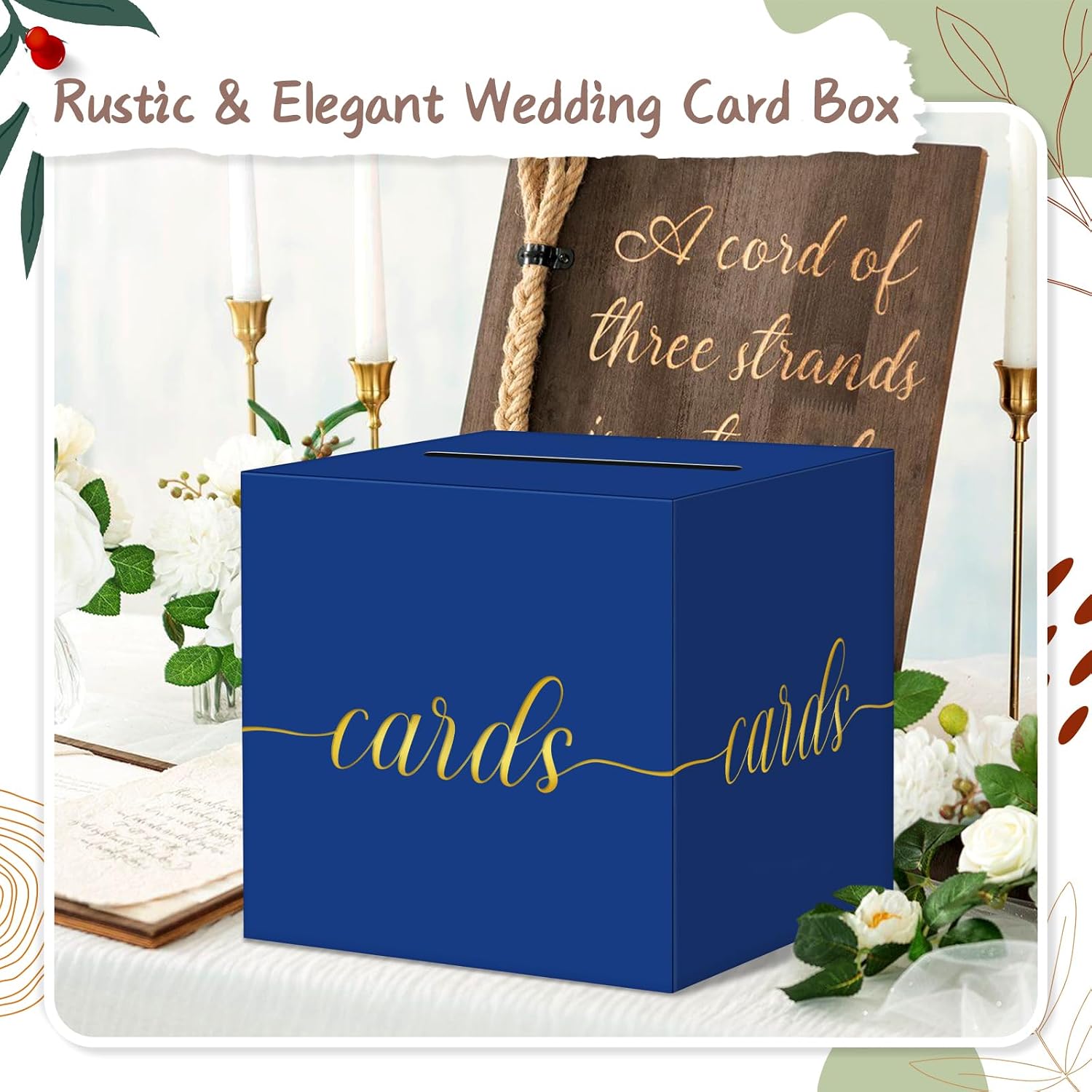 Thumbnail 4 de QIKSION Blue Graduation Card Box with Gold Foil – Large, Foldable Gift Card Box for Graduation, Wedding, Parties