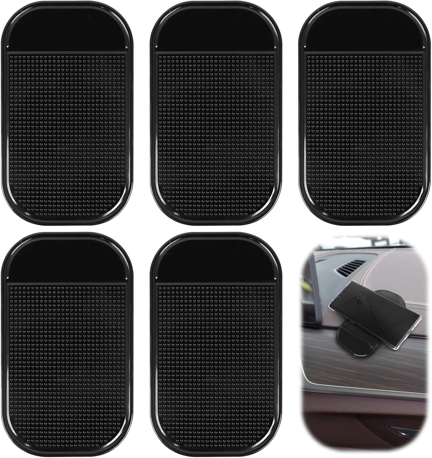 Yangfei 5 x Non-Slip Car Dashboard Mats (Black) for Secure Everyday Use