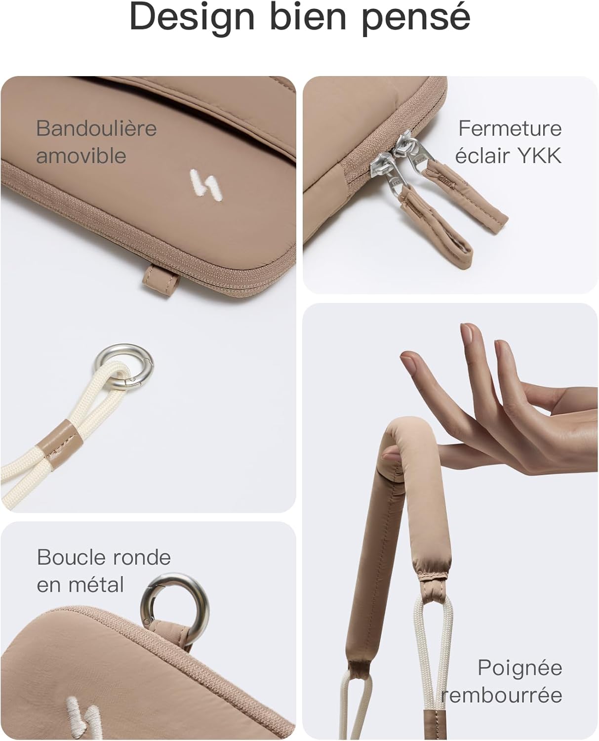 Thumbnail 6 de Inateck Housse 360° Protection 13 pouces pour MacBook Pro/Air et Surface (Latte)