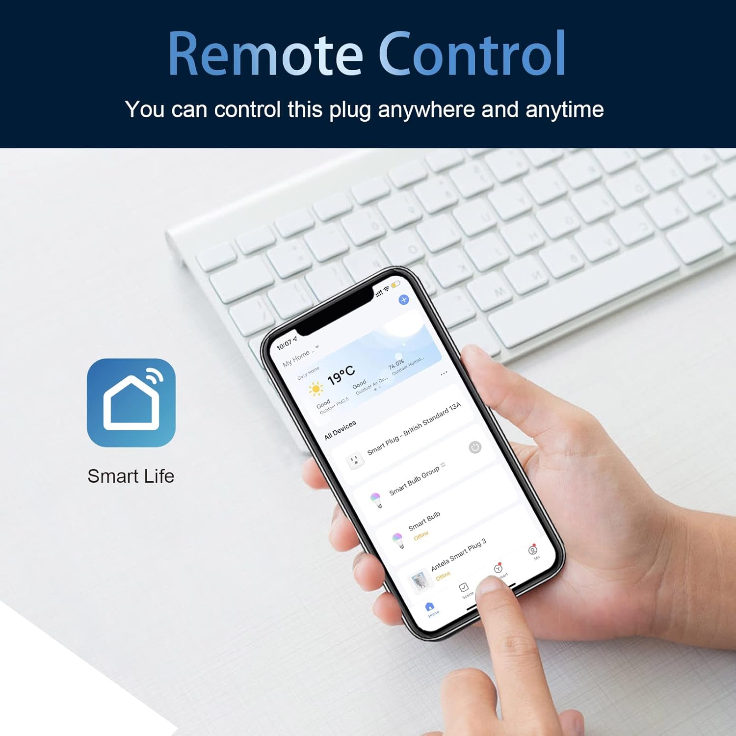 Thumbnail 6 de ANTELA Smart Plug with Energy Monitoring (2 Pack) – 13A, 2.4GHz WiFi, Voice Control & Remote App
