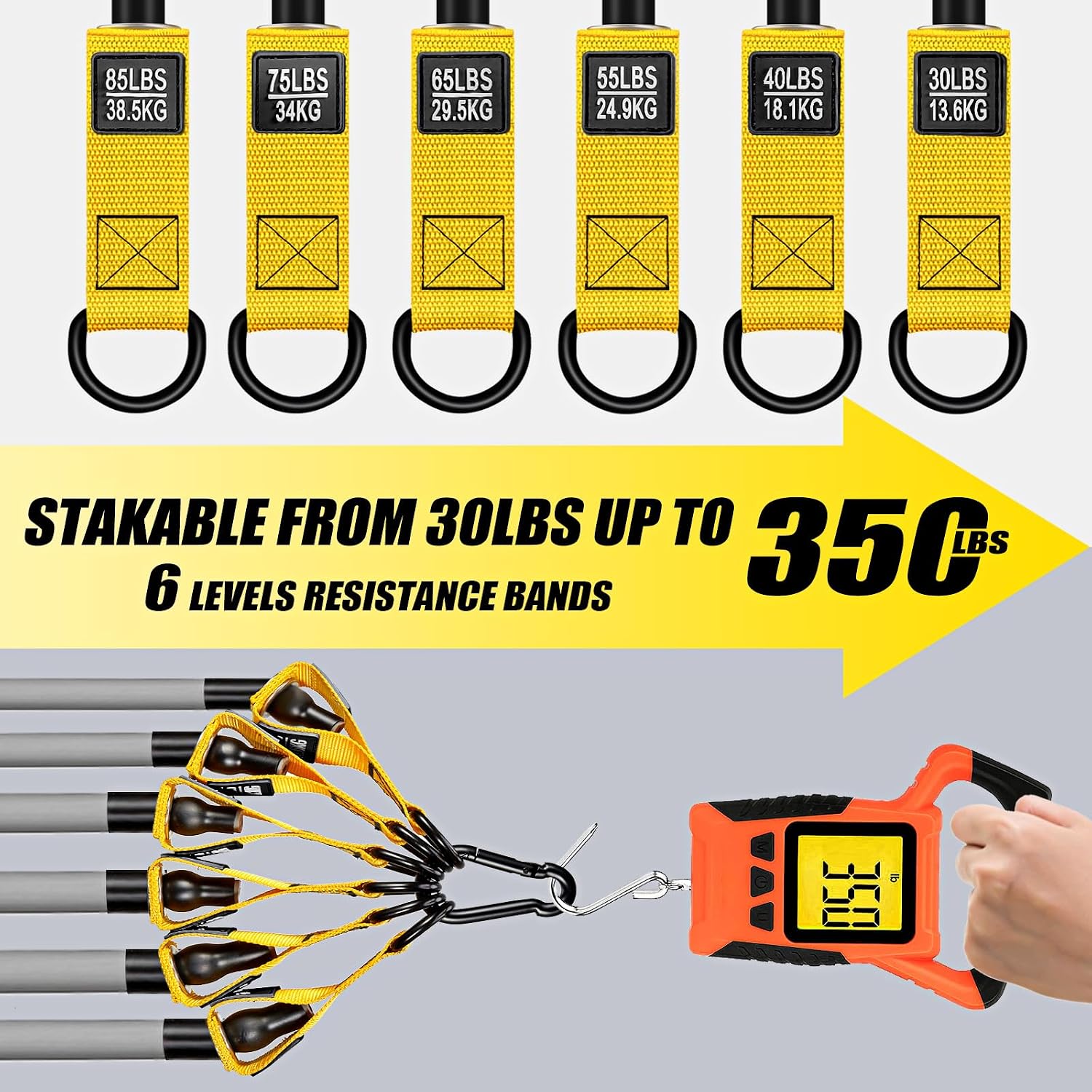 Thumbnail 2 de WOQQW 350lbs Resistance Bands Set