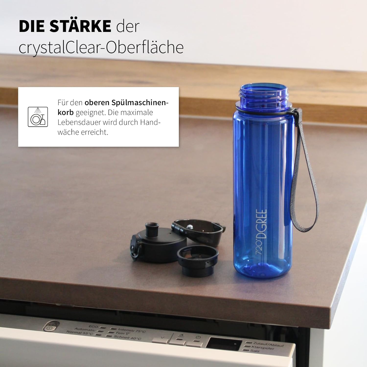 Thumbnail 3 de 720°DGREE Kinder Trinkflasche 350 ml „uberBottle“ crystalClear + Sieb, BPA-frei, auslaufsicher